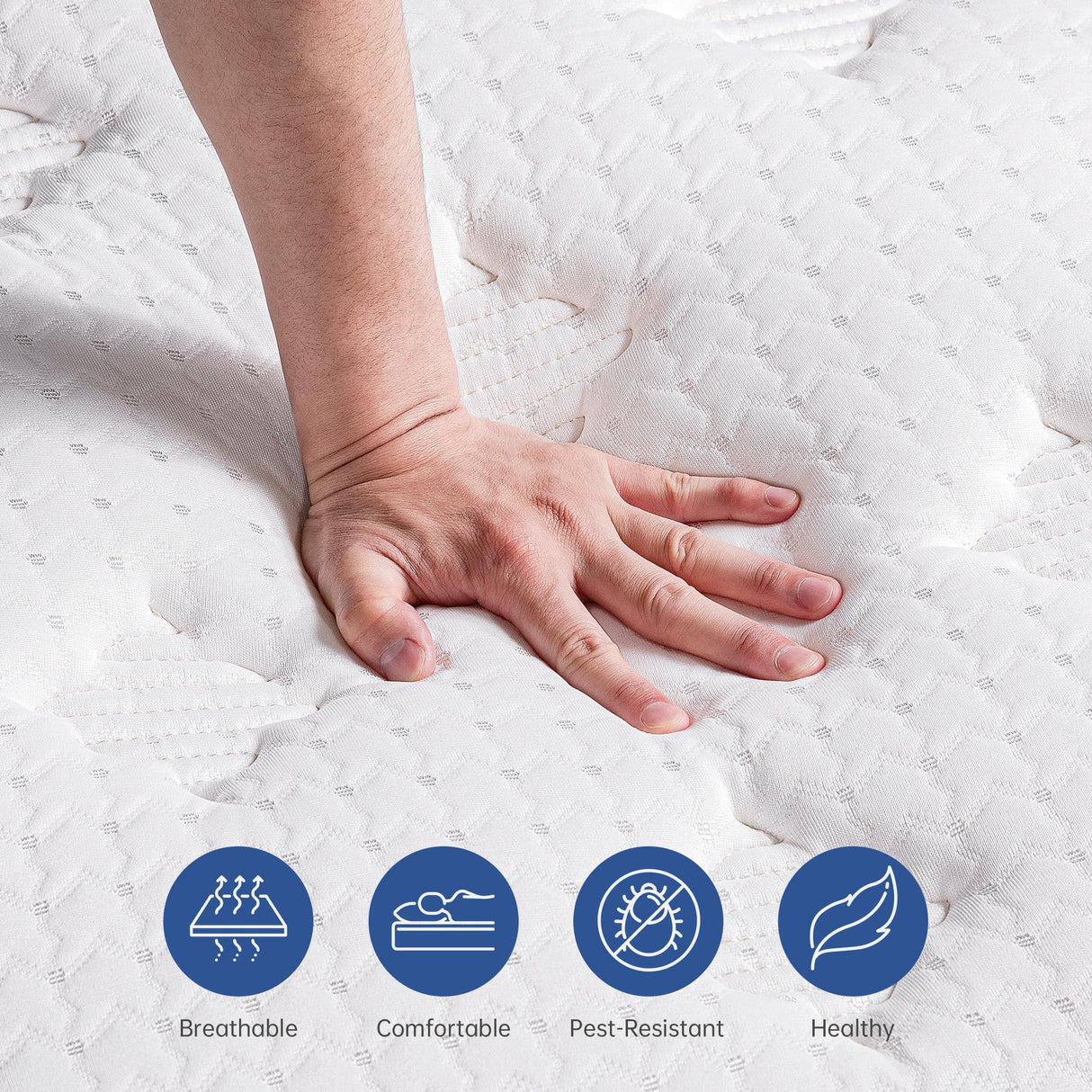 VIZIM Full Mattress, 12 Inch Hybrid Mattress with Individual Pocket Springs & Comfort Memory Foam, Full Size Bed for Pressure Relief & Targeted Support, Medium Firm VIZIM