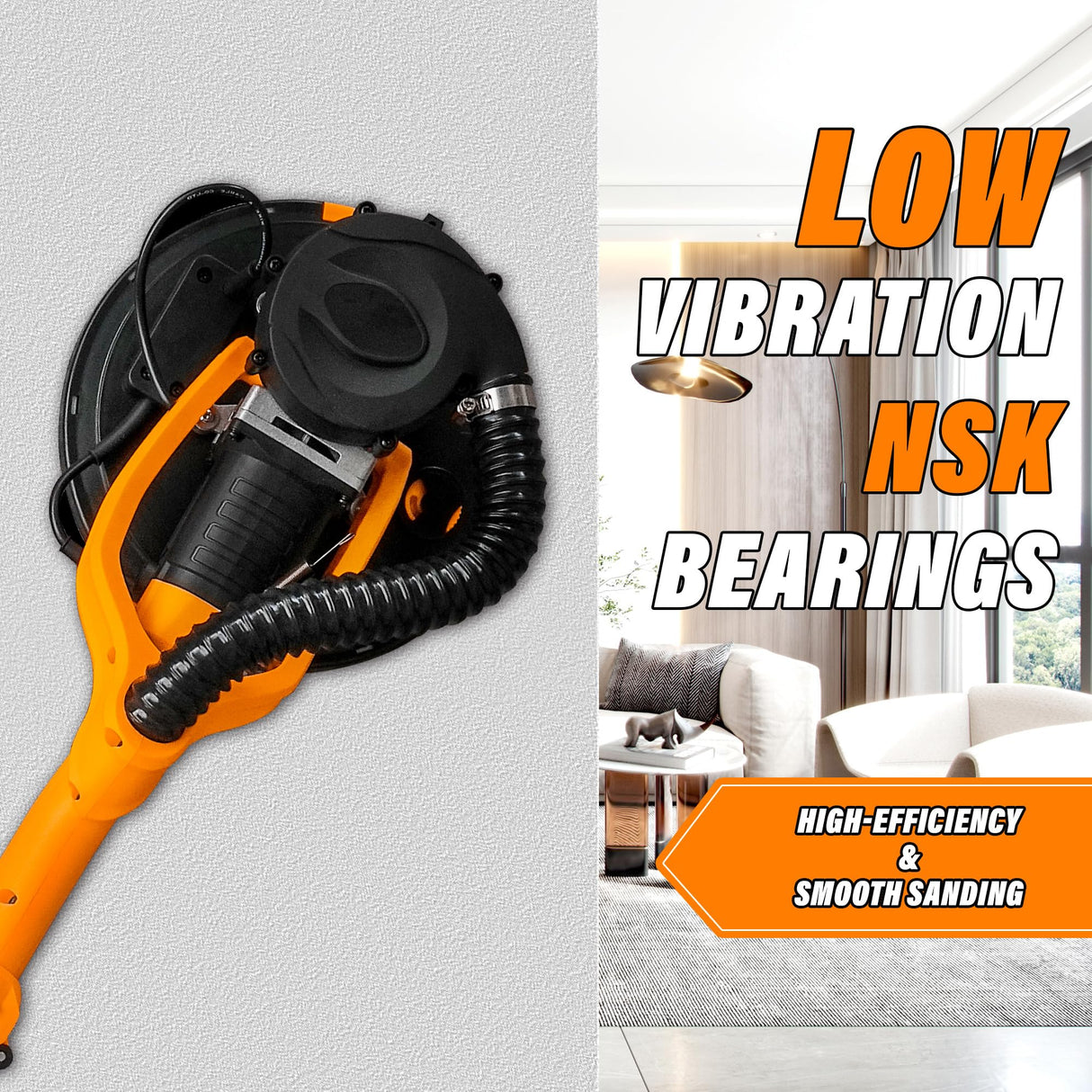 POPBULL Electric Drywall Sander (1050W) With Vacuum, Heavy Duty Drywall Sander with LCD Digital Display,9 Variable Speed 800-2100RPM,Foldable & Extendable Handle,12pcs Sanding Discs,Wood Floor etc POPBULL