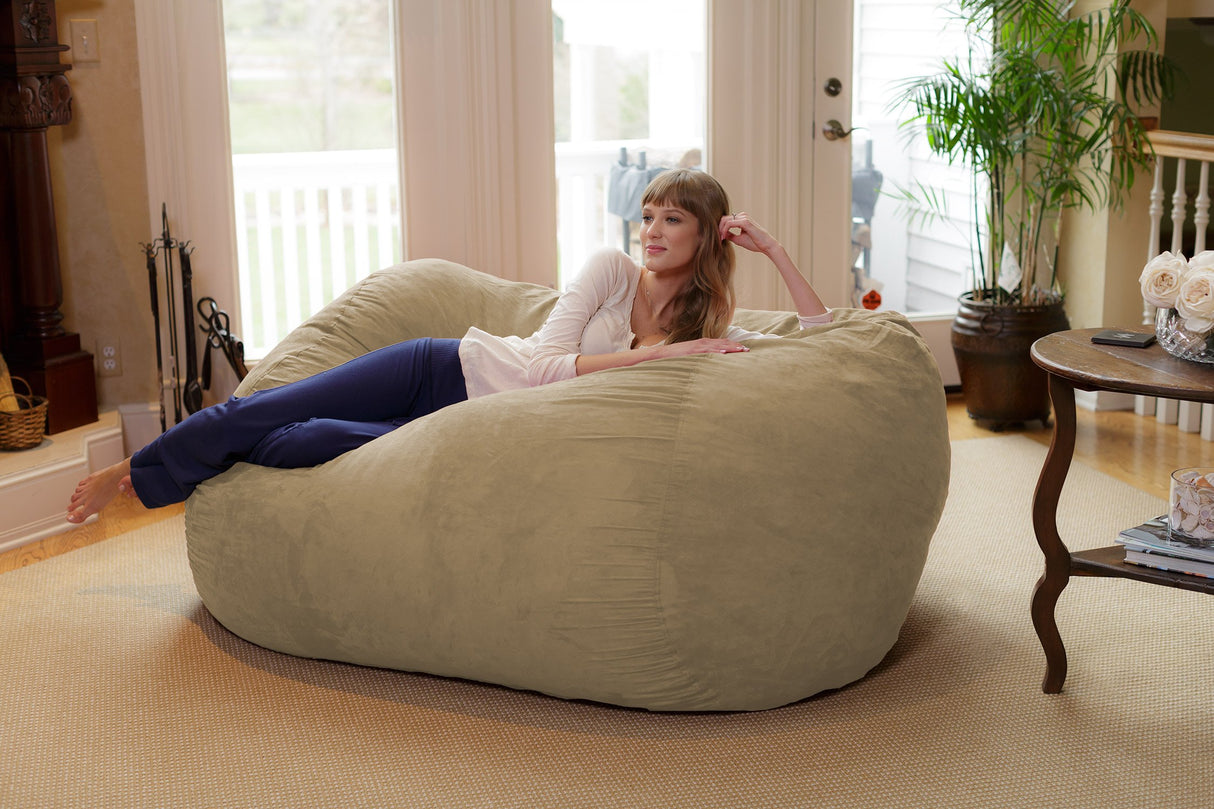 Chill Sack Bean Bag Chair: Huge 6' Memory Foam Furniture Bag and Large Lounger - Big Sofa with Soft Micro Fiber Cover - Camel Chill Sack