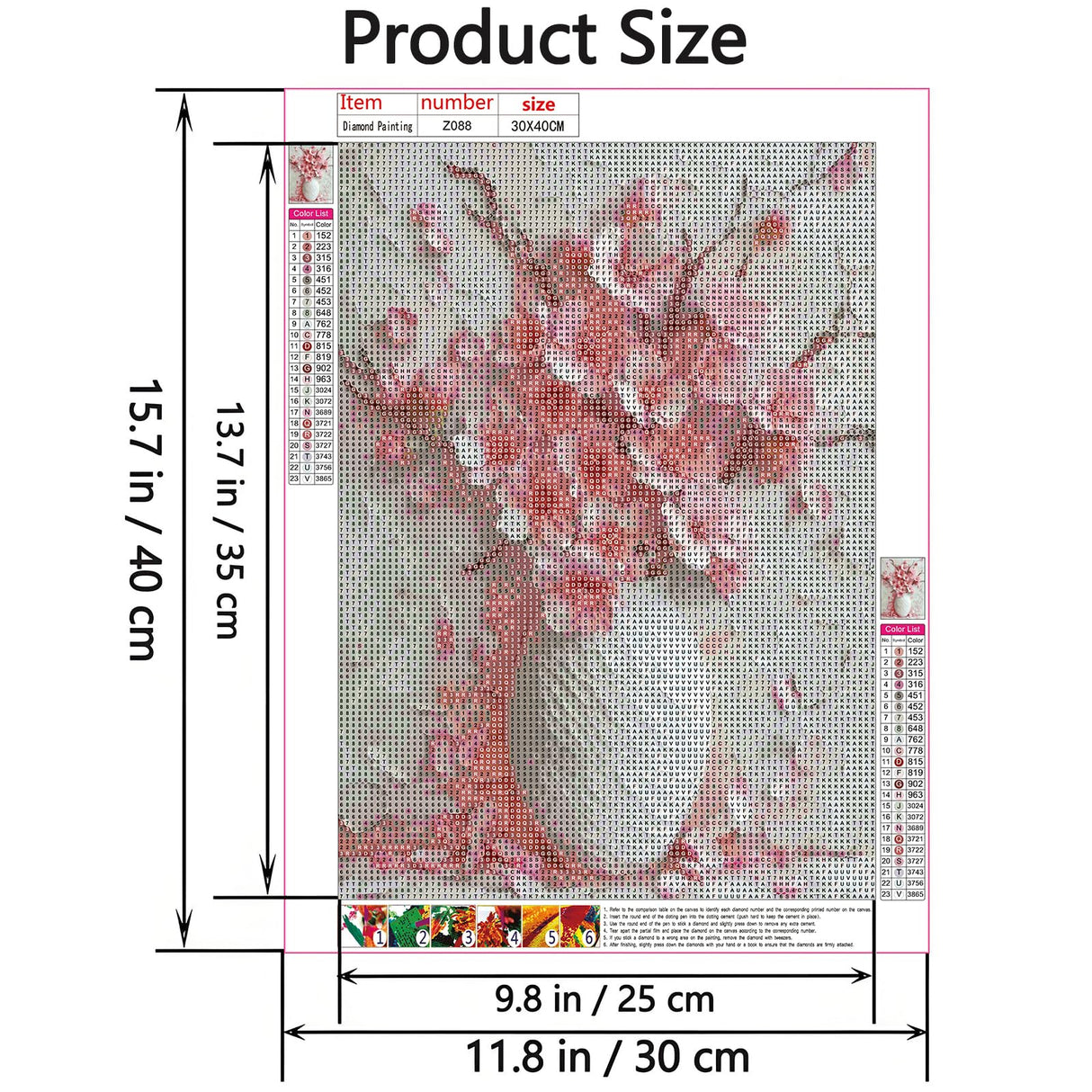 Shouruihua Floral Diamond Painting Kits for Adults, Pink Cherry Blossoms Flowers Diamond Art Painting by Numbers Kits, Diamond Dots Art Kits, Full Round Drill Gem Art for Home Wall Decor, 11.8x15.7 in Shouruihua