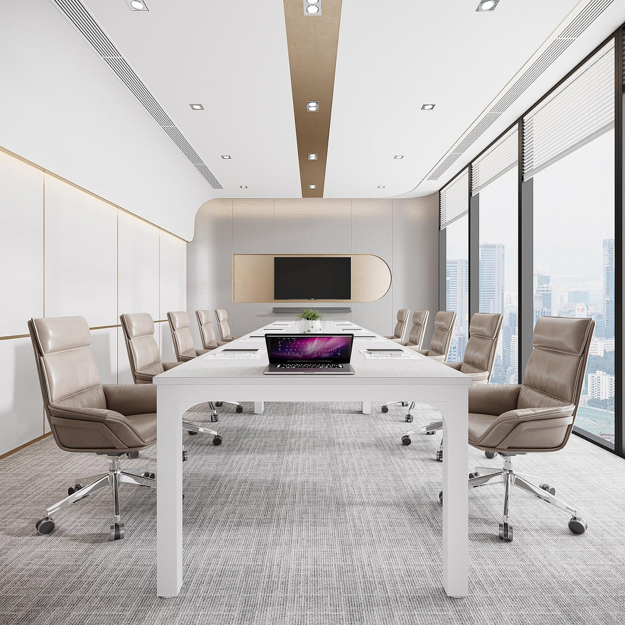 Tribesigns 6.5 FT Conference Room Table, 78.74" W x 27.56" D Large Office Conference Table, Modern Seminar Meeting Table for Boardroom. (Only Table) (White) Visit the Tribesigns Store