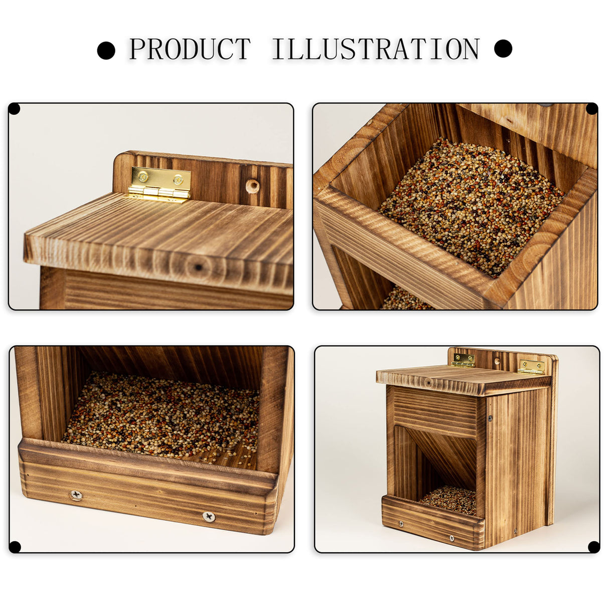 BalterFF Bird Feeders for Outdoors,Wooden Unique Seed Sunflower Food Feeder Blue Cardinal Finch Backyard Platform Balcony Gazebo Tree Fence Wall BalterFF