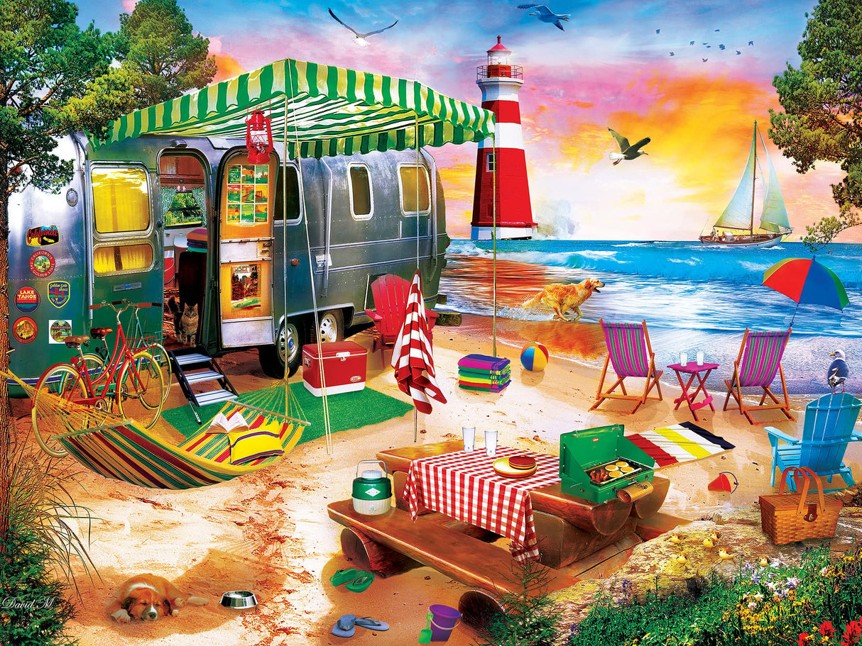 Masterpieces 550 Piece Jigsaw Puzzle For Adults and Family - Oceanside Camping - 18"x24" Masterpieces