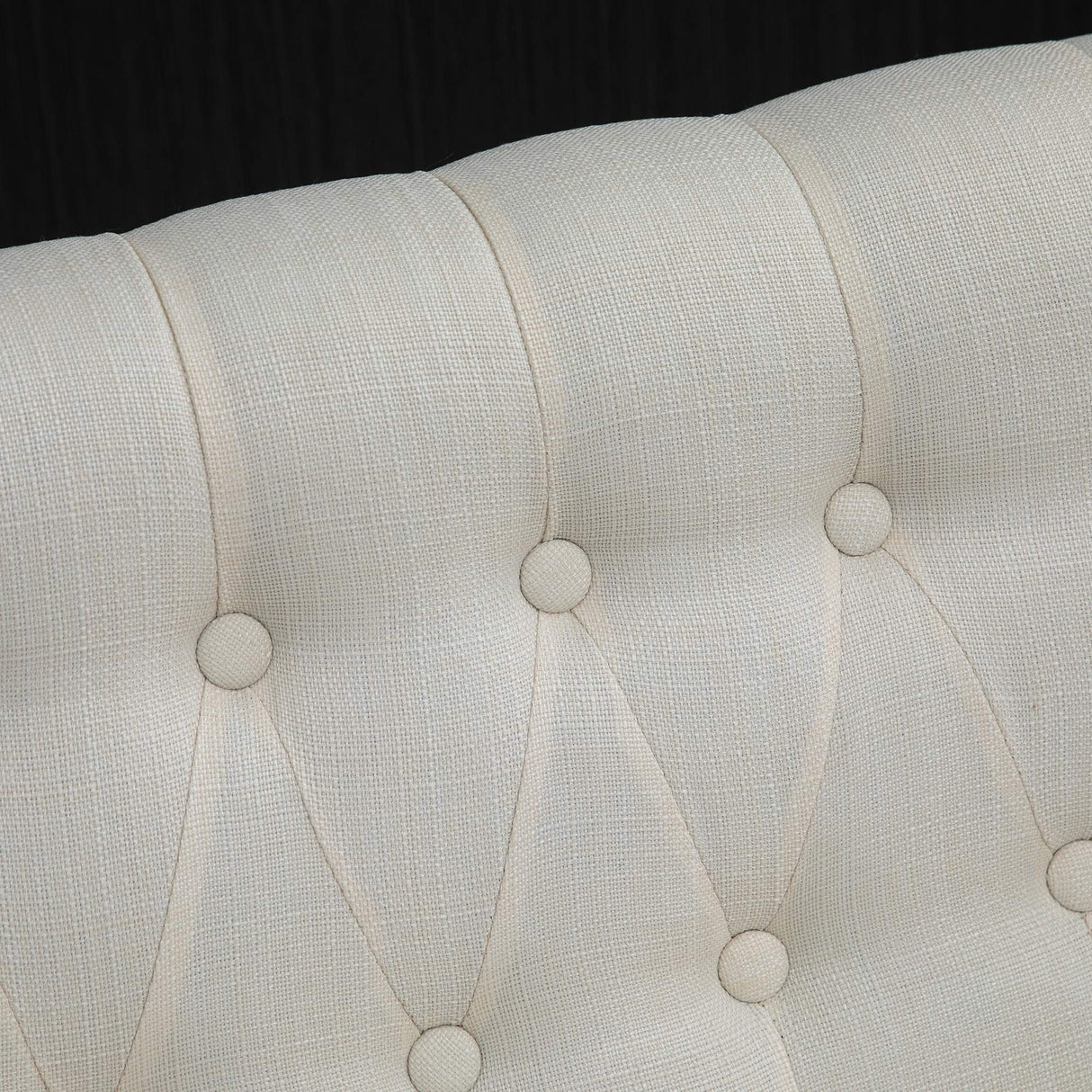 HOMCOM Upholstered Armless Fabric Loveseat with Button Tufted Design for Living Room with Wood Legs, Cream White HOMCOM