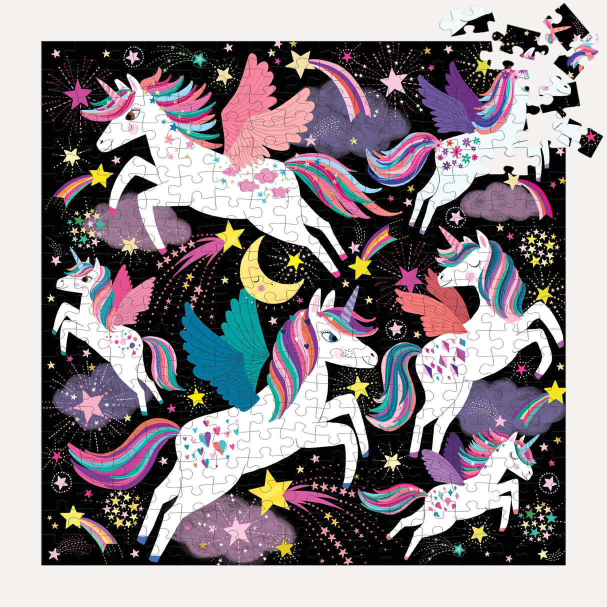 Mudpuppy Unicorns Illuminated 300 Piece Glow in The Dark Family Puzzle, Glow in The Dark Pieces, Whimsical Illustrations; Hours of Challenging Puzzle Fun, 7+ Mudpuppy