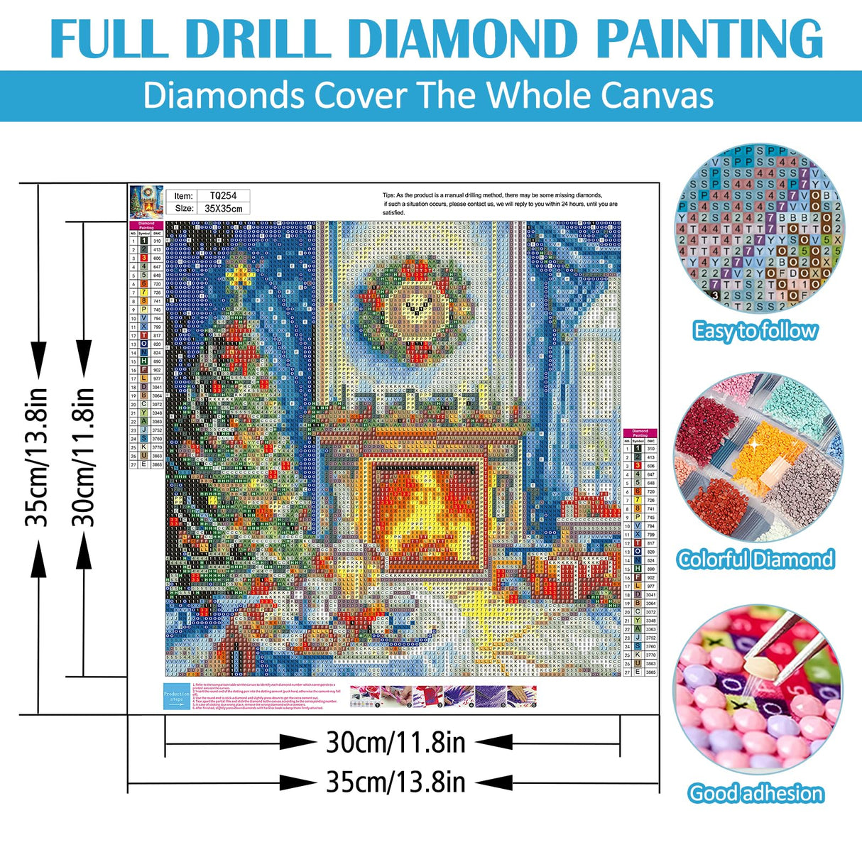 Christmas Tree Fireplace Diamond Painting Kits for Adults,5D Winter Diamond Art Kits for Adults Beginners,DIY Full Round Drill Diamond Dot Painting Gem Art Kits for Adult,Home Wall Decor 13.8x13.8 In LKHMVCA