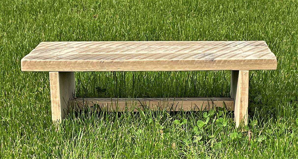 Classic Amish Reclaimed Wood Step Sitting Stool Footstool Deck Patio Door Platform, Indoor Outdoor. Natural, Rustic, Heavy Duty, Versatile. Handmade in USA. 24 x 11.5 x 8”. Forest-to-Table