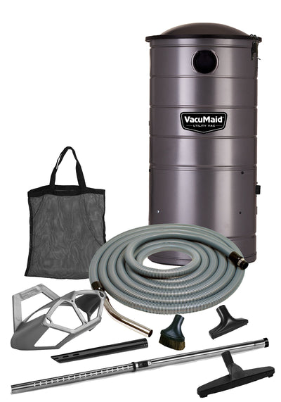 VacuMaid UV150GKP Extended Life Professional Wall Mounted Utility Vacuum with 50ft. Garage Kit Pro (Unit and Kit)