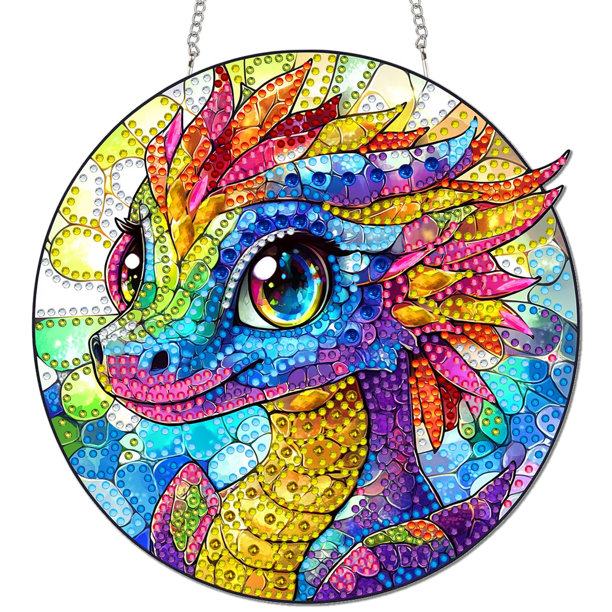Reofrey Hanging Diamond Art Kits for Adults - 8x8 Inch Dinosaur Acrylic Board Double Sided Pattern Diamond Painting Suncatcher Pendant, DIY Crystal Art for Home Wall or Window Decoration Handmade Gift Reofrey