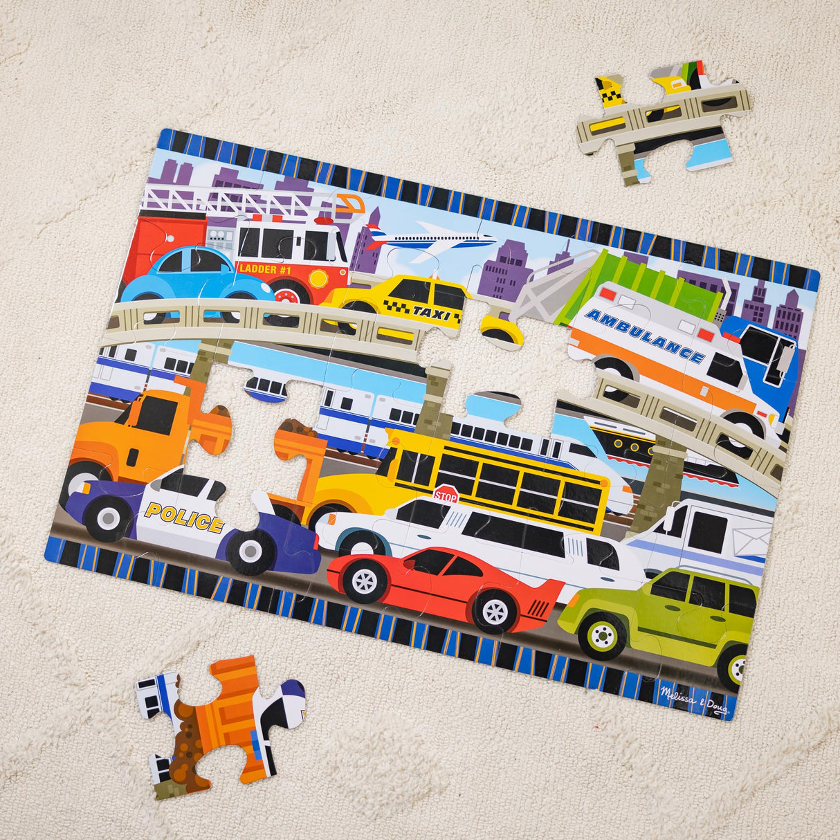 Melissa & Doug Traffic Jam Jumbo Jigsaw Floor Puzzle (24 pcs, 2 x 3 feet long) - FSC Certified Melissa & Doug