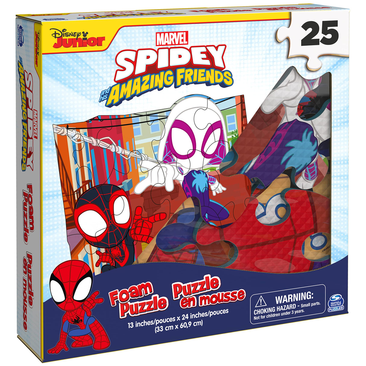 Marvel, 25-Piece Jigsaw Foam Squishy Puzzle Go Spidey! Disney Junior Spidey and his Amazing Friends Show, for Kids Ages 4 and up Spin Master Games