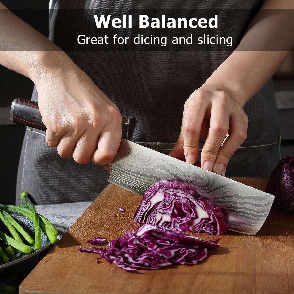 PAUDIN Nakiri Knife - 7" Razor Sharp Meat Cleaver and Vegetable Kitchen Knife, High Carbon Stainless Steel, Multipurpose Asian Chef Knife for Home and Kitchen with Ergonomic Handle PAUDIN