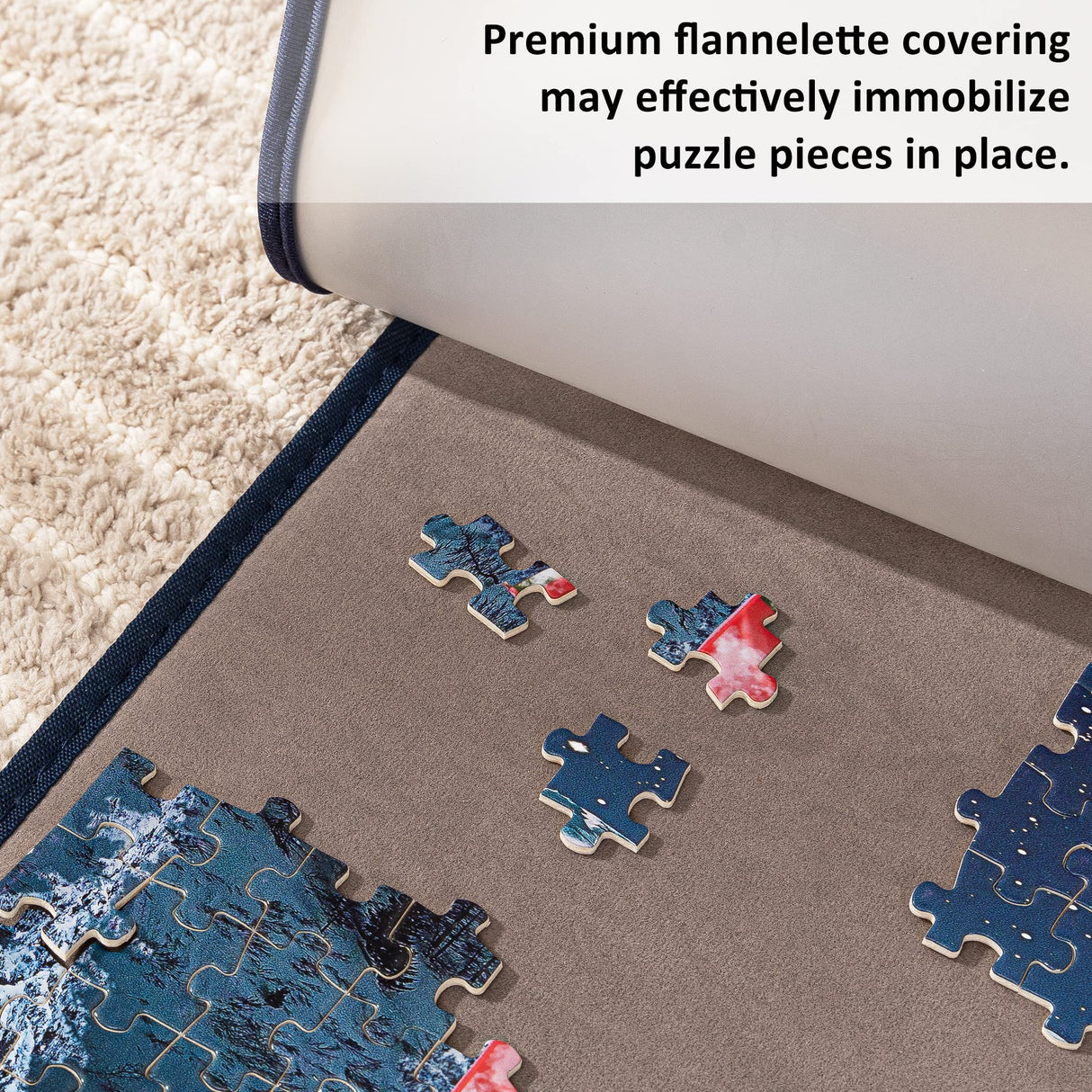 Tektalk Jigsaw Puzzle Board with 6 Sorting Trays Portable Puzzle Mat with Puzzle Dustproof Cover for Puzzle Storage Puzzle Saver, Non-Slip Surface, Up to 1000 Pieces, 30.7 × 20.9 in - Gray Tektalk