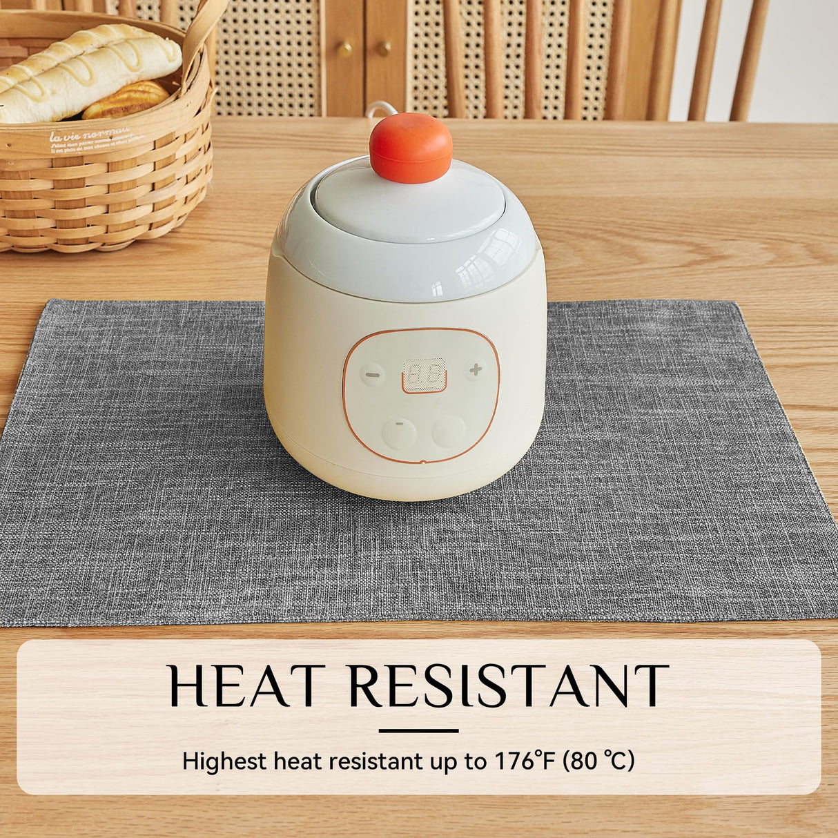 Softalker Faux Linen Placemats Set of 4-12 x 18 Inch, Heat Resistant Double Layered Durable Burlap Farmhouse Place Mats, Non-Slip Washable Rustic Table Mats for Dining, Kitchen, Party(Light Grey Softalker