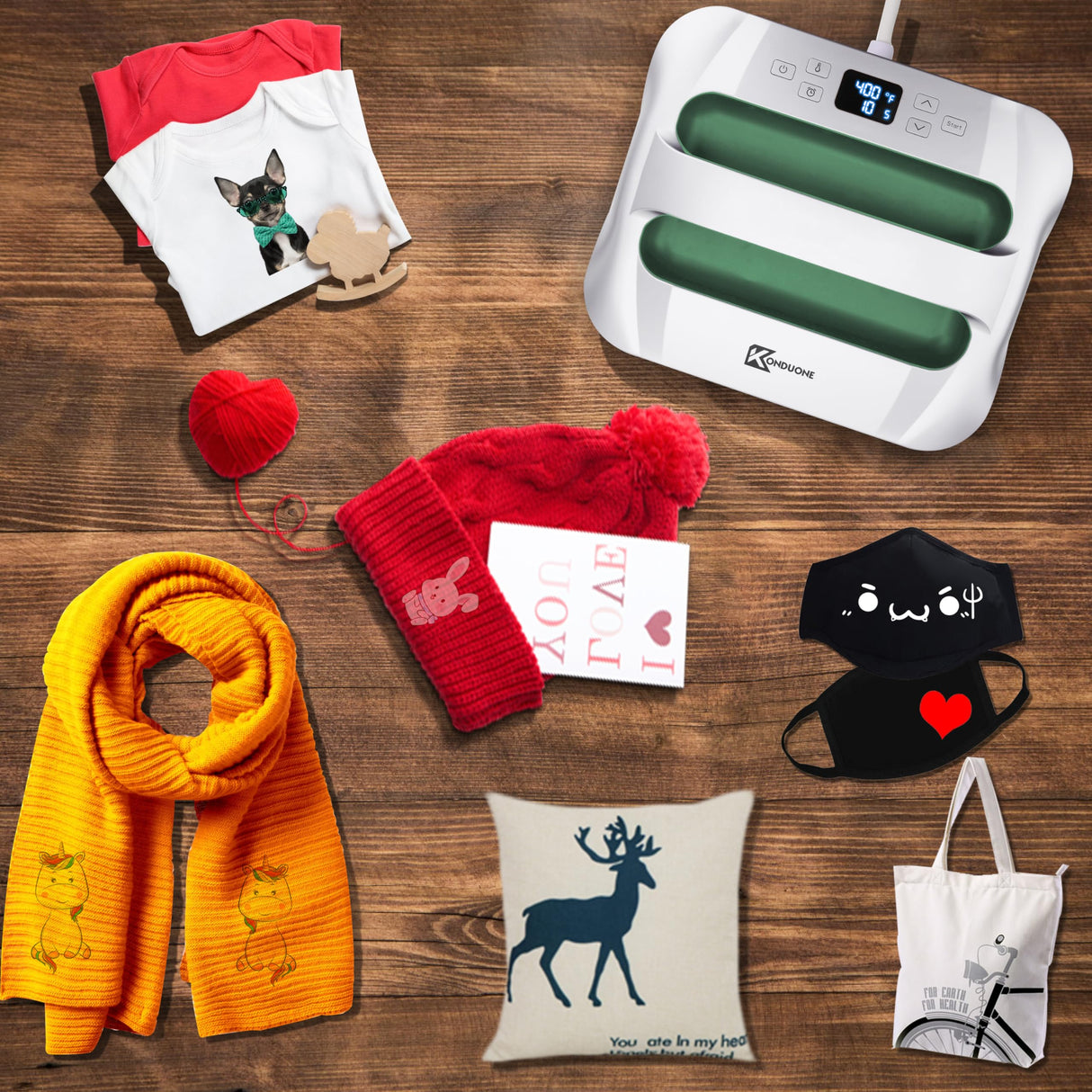 Heat Press Machine 12" x 10" Easy Press Heat Transfer for T-Shirts and HTV Vinyl Projects, Silver & Irish Green Konduone