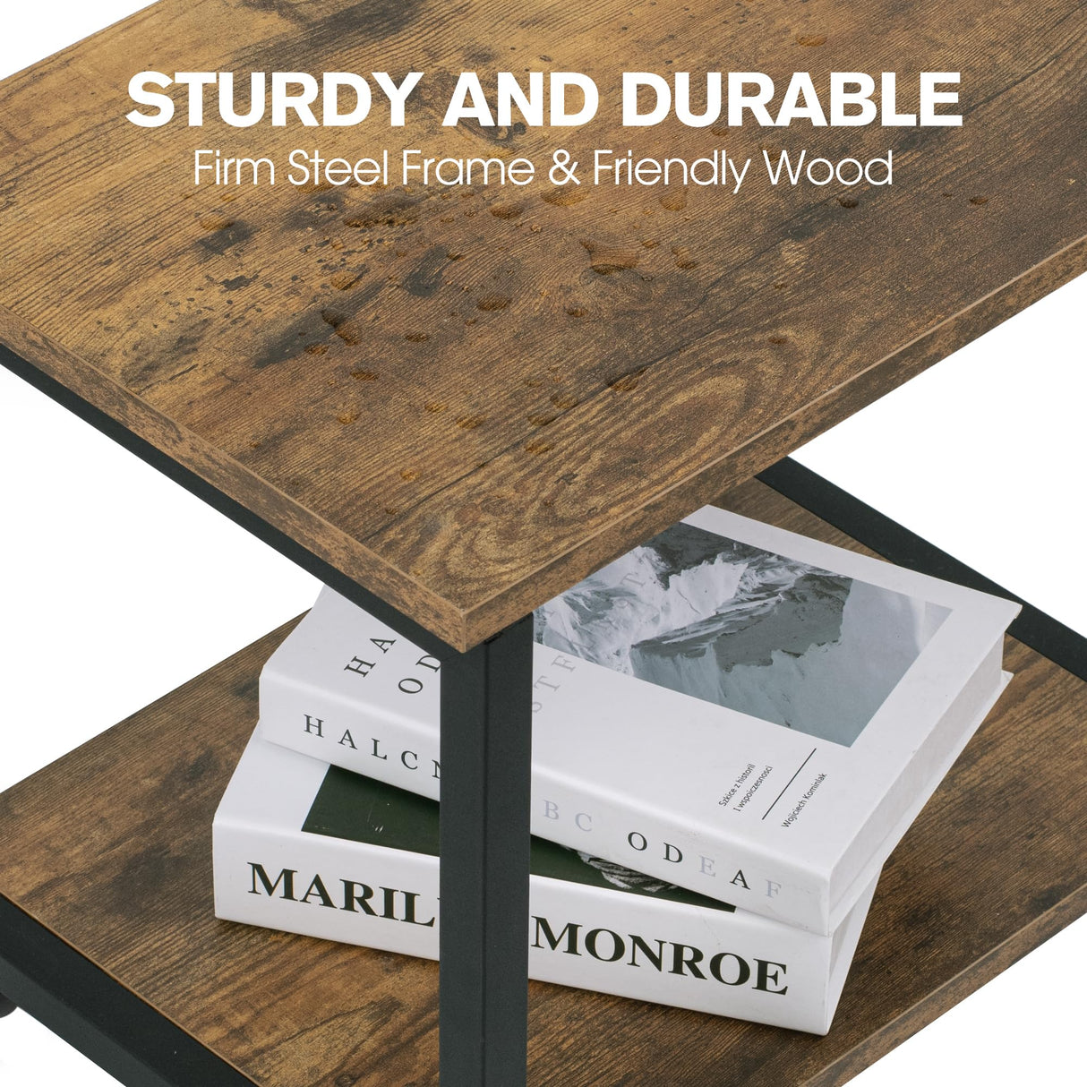 Cakokow Under Desk Printer Stand - 2-Tier Industrial Mobile Printer Table with Storage Shelf, Heavy Duty Wood Rolling Printer Cart with Wheels for Home and Office,Rustic Brown Cakokow