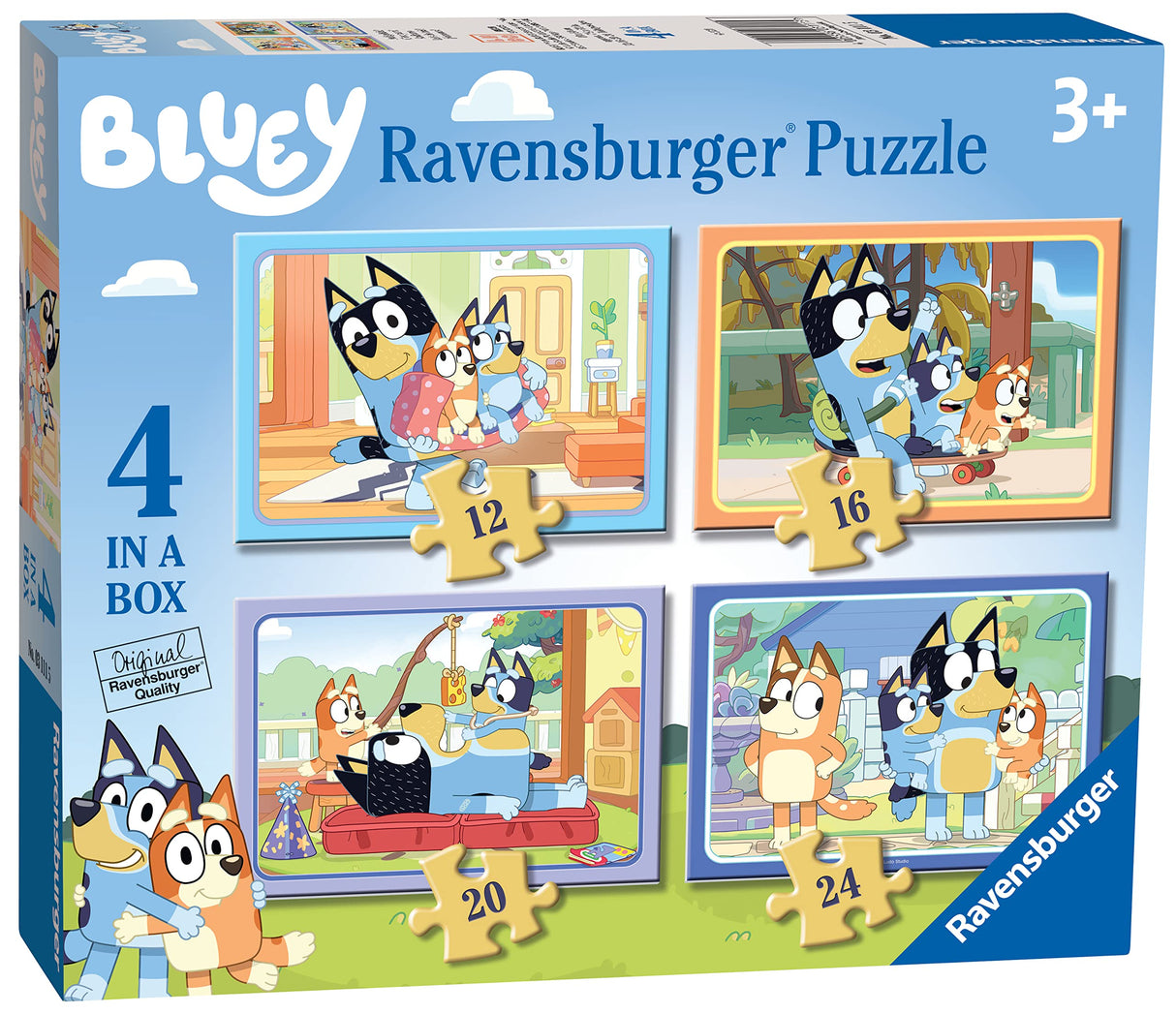Ravensburger Bluey - 4 in Box (12, 16, 20, 24 Pieces) Jigsaw Puzzles for Kids Age 3 Years Up Ravensburger