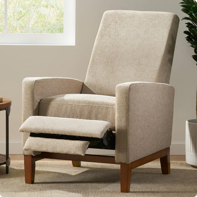 QKFF Push Back Recliner Chair, Adjustable Modern Reclining Chair with Solid Wood Legs Thick Seat Cushion and Backrest Small Recliners for Small Spaces Living Room