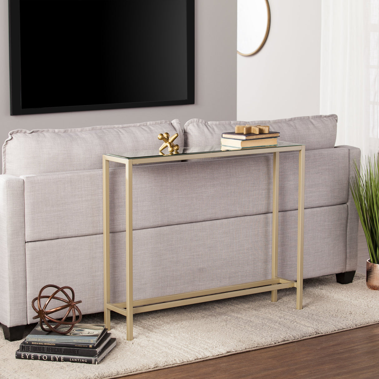 SEI Furniture Southern Enterprises Darrin Narrow Console Table, 36" W, Metallic gold, AMZ7929MC SEI Furniture