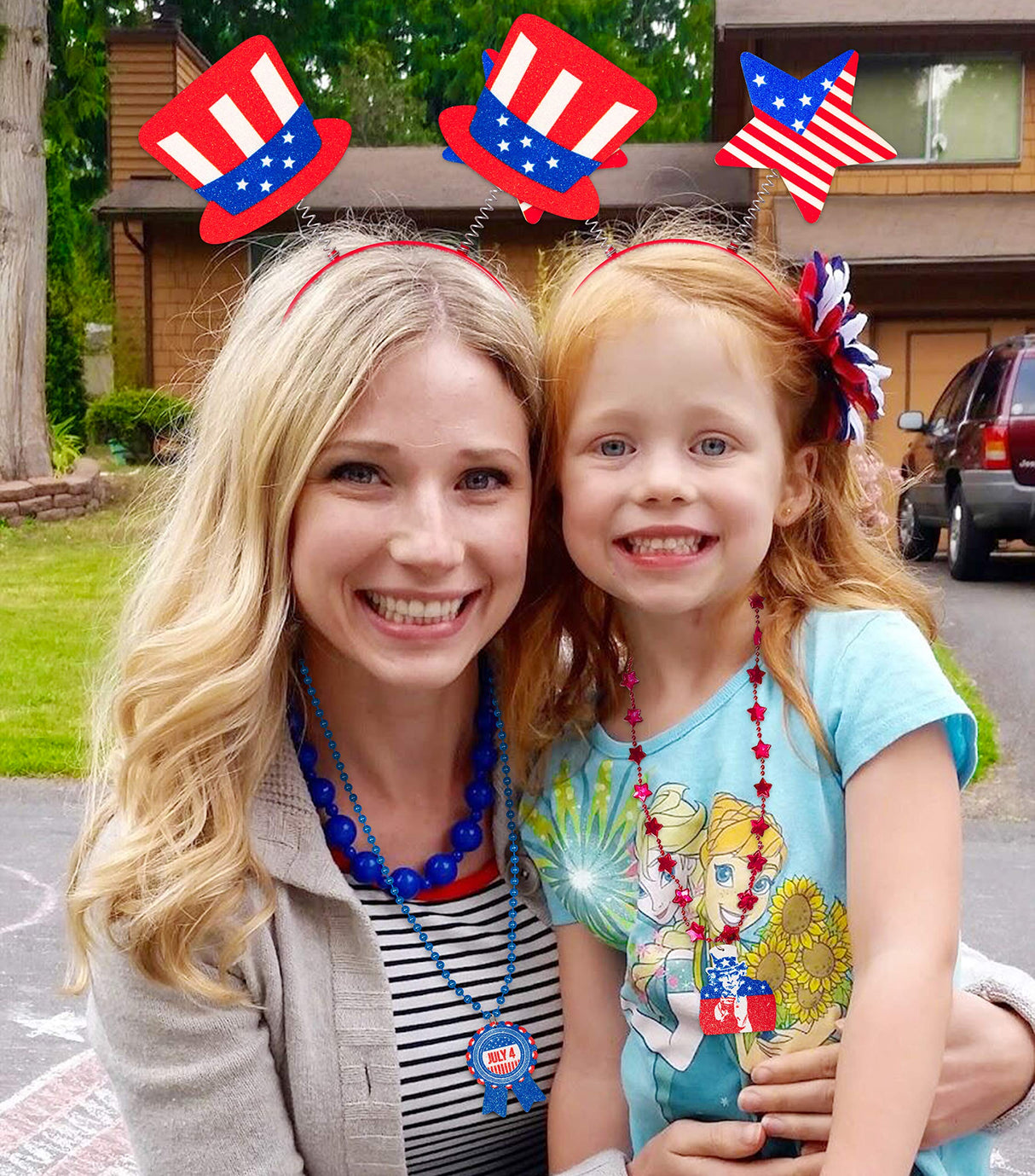 Moon Boat 10PCS Patriotic Head Boppers Headband - Star Uncle Sam Hat Balloons- Fourth 4th of July Party Accessories Favors Decorations Moon Boat