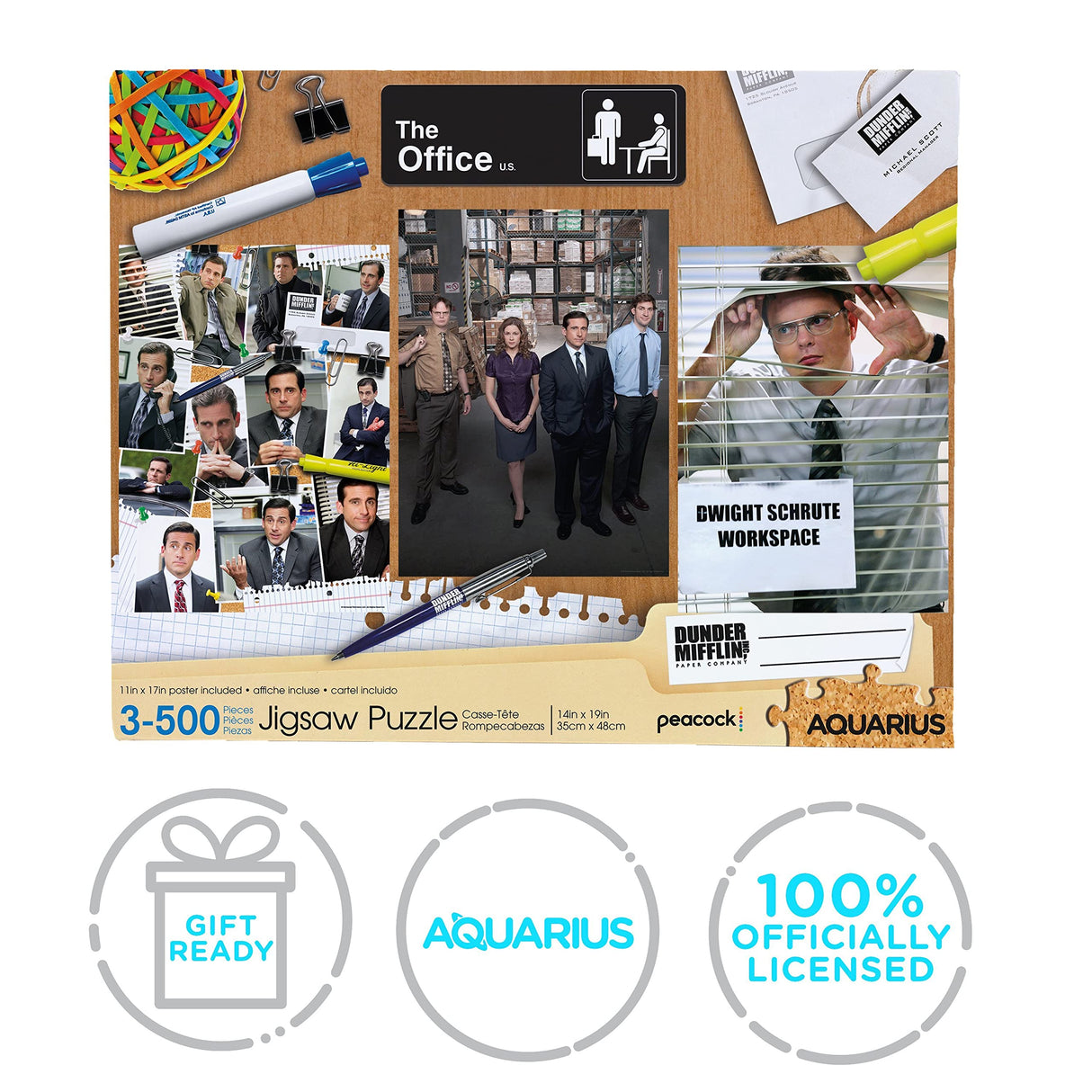 Aquarius Set of 3 The Office Puzzles (Three 500 Piece Jigsaw Puzzles) - Glare Free - Precision Fit - Officially Licensed The Office Merchandise & Collectibles - 14x19 Inches AQUARIUS