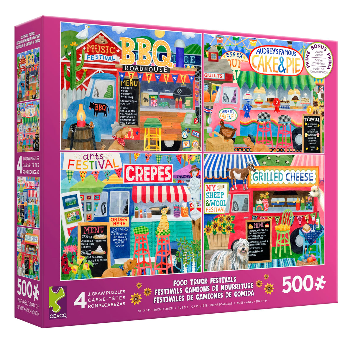Ceaco - 4 in 1 Multipack - Food Trucks - (4) 500 Piece Jigsaw Puzzles Ceaco