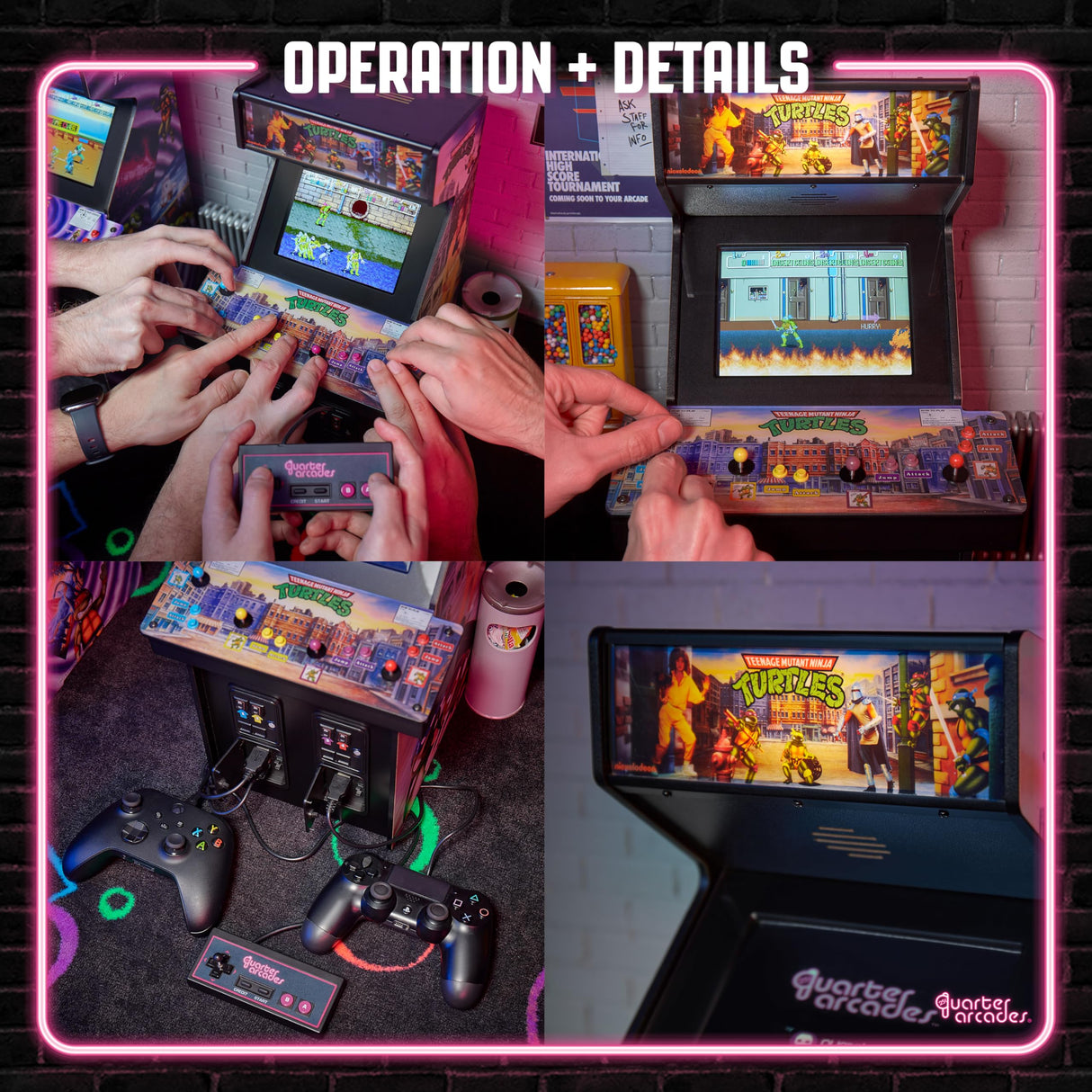 Numskull Quarter Arcades Teenage Mutant Ninja Turtles Collector's Edition Mini Arcade - 1/4 Scale Authentic Wooden Replica, Original ROM, Rechargeable Battery & 3W Speakers for Retro Enthusiasts quarter arcades