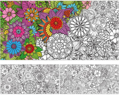 2 Pack Jumbo Mandala Coloring Posters 50x30Inch Large Spring Mandala Flower Coloring Page Giant Mandala Coloring Tablecloth Wall Decor for Kids Teens Adults Huge Art Craft Activity Party Supplies