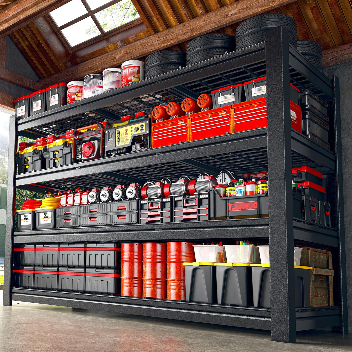 Snhomee 60.1" W Storage Shelves Extra Wide Metal Shelving 2500LBS Garage Shelving Adjustable 4 Tier Garage Shelves Industrial Metal Shelf for Basement Warehouse Shop 60.1" W x 24.1" D x 60" H Snhomee