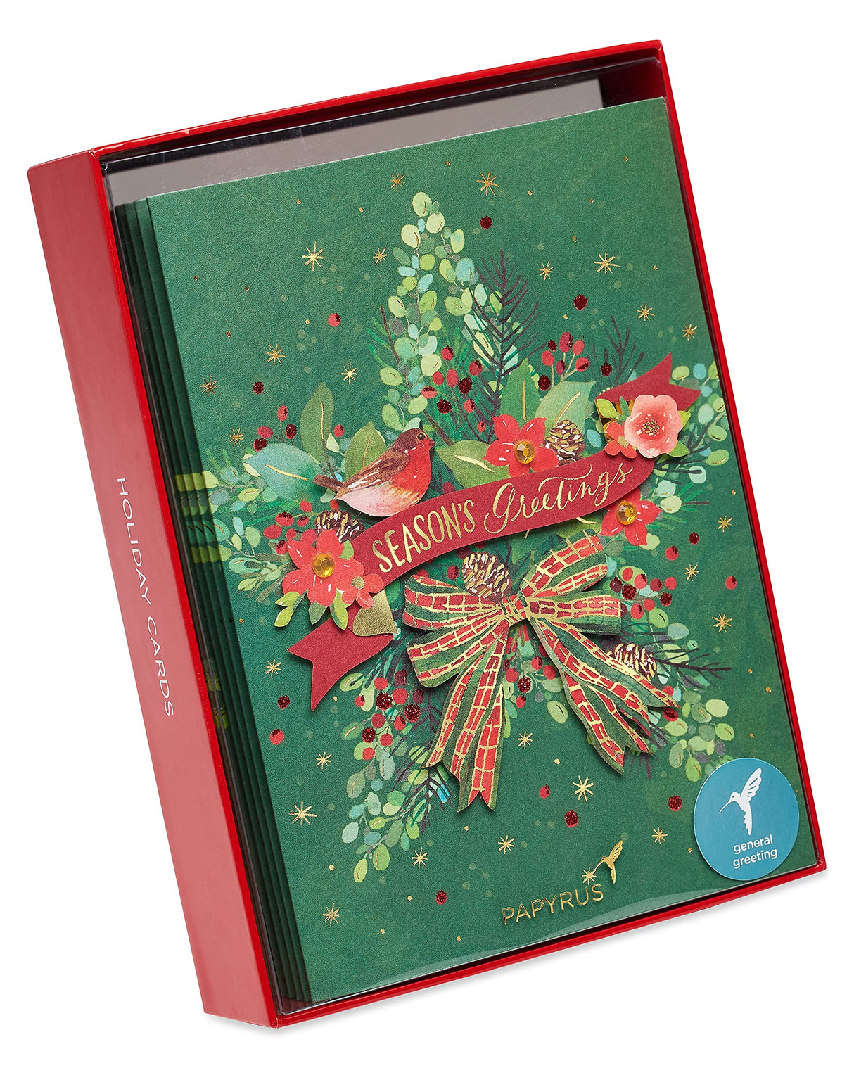 Papyrus Boxed Christmas Cards with Envelopes, Joyful Holiday, Traditional Wreath (8-Count) Papyrus