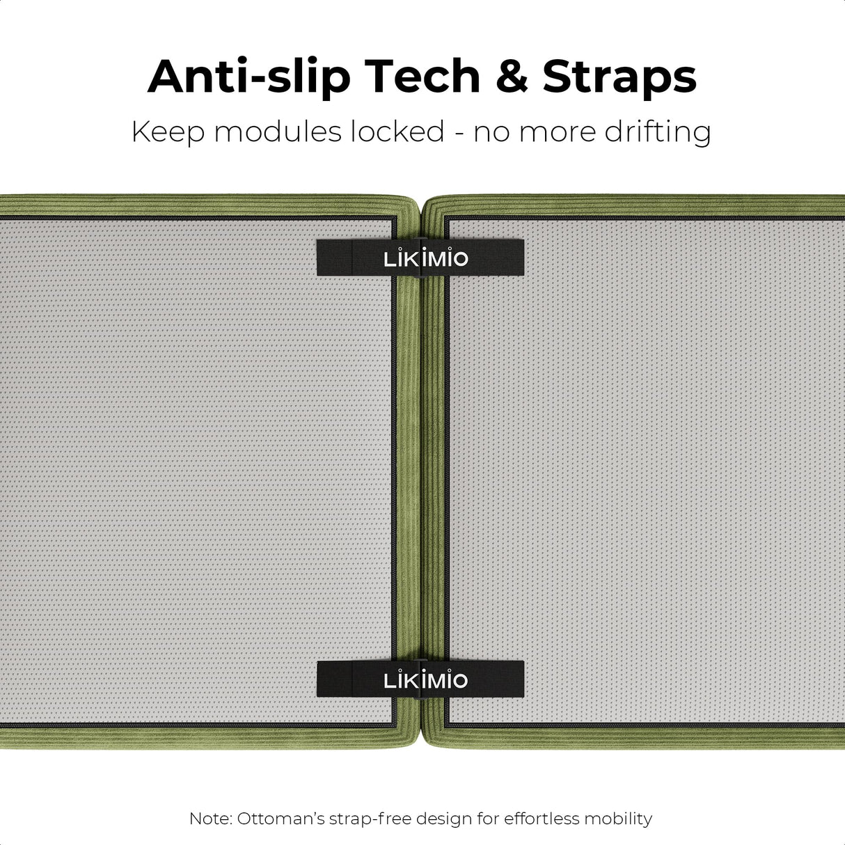 LIKIMIO 120" Modern L-Shaped Modular Sectional Sofa for Living Room, Corduroy Upholstery Green, Oversized 3-Seater Couch with Deep Seat and Movable Ottoman – No Assembly LIKIMIO