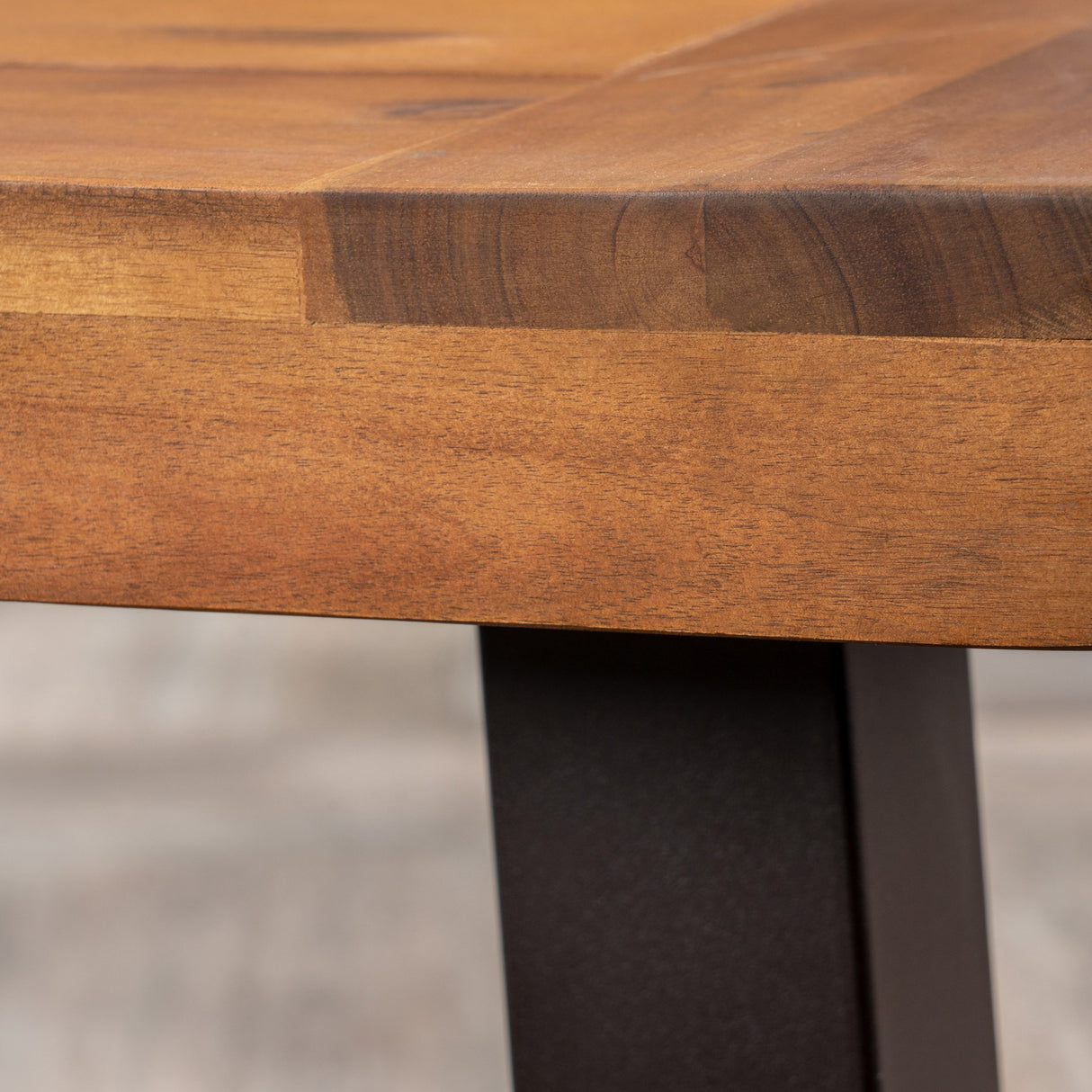 Christopher Knight Home Justin Outdoor 7 Piece Acacia Wood Dining Set, Teak Finish/Rustic Metal/Blue Christopher Knight Home