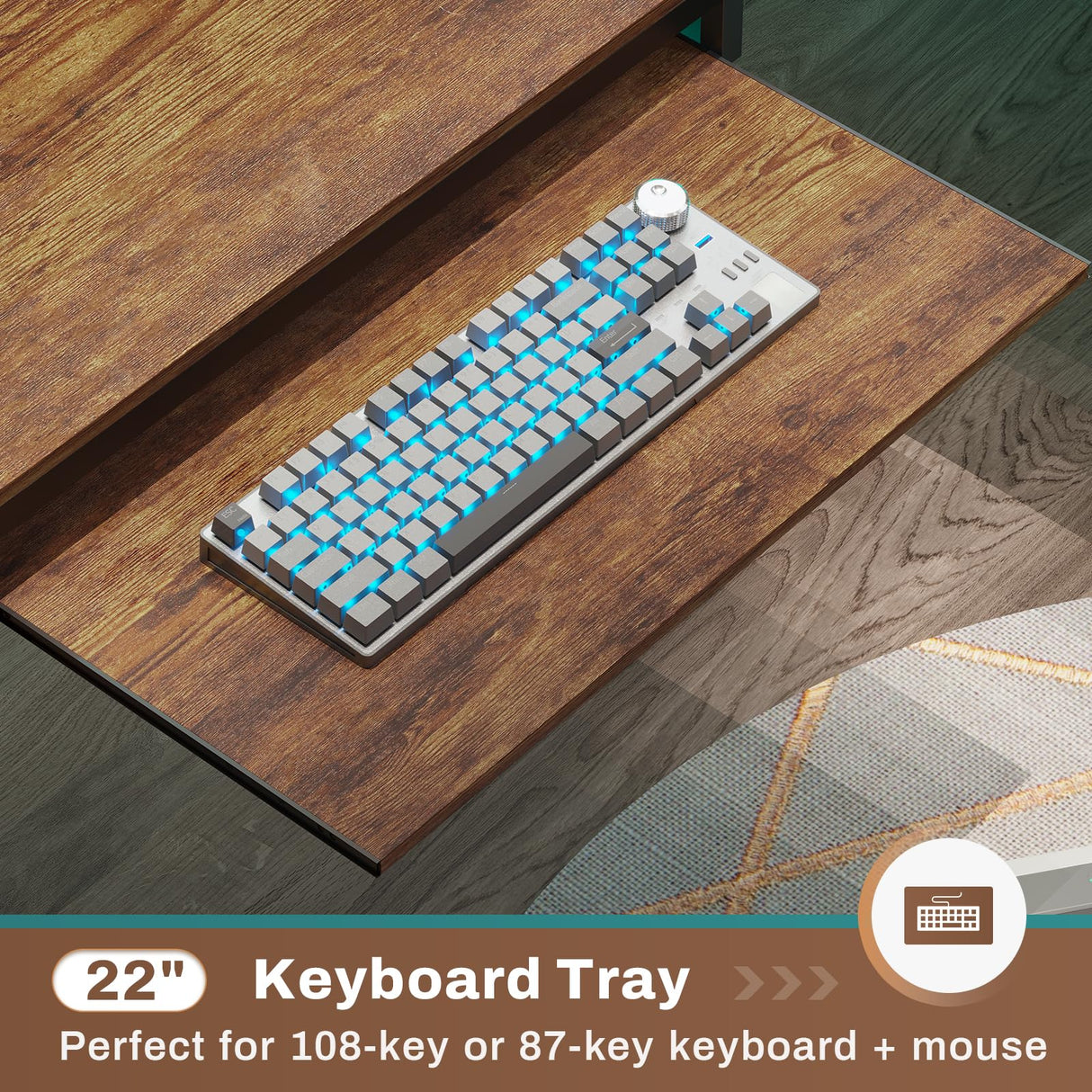 SEDETA Reversible L Shaped Computer Desk with Power Outlets, LED Strip, and Ample Storage in Rustic Brown SEDETA