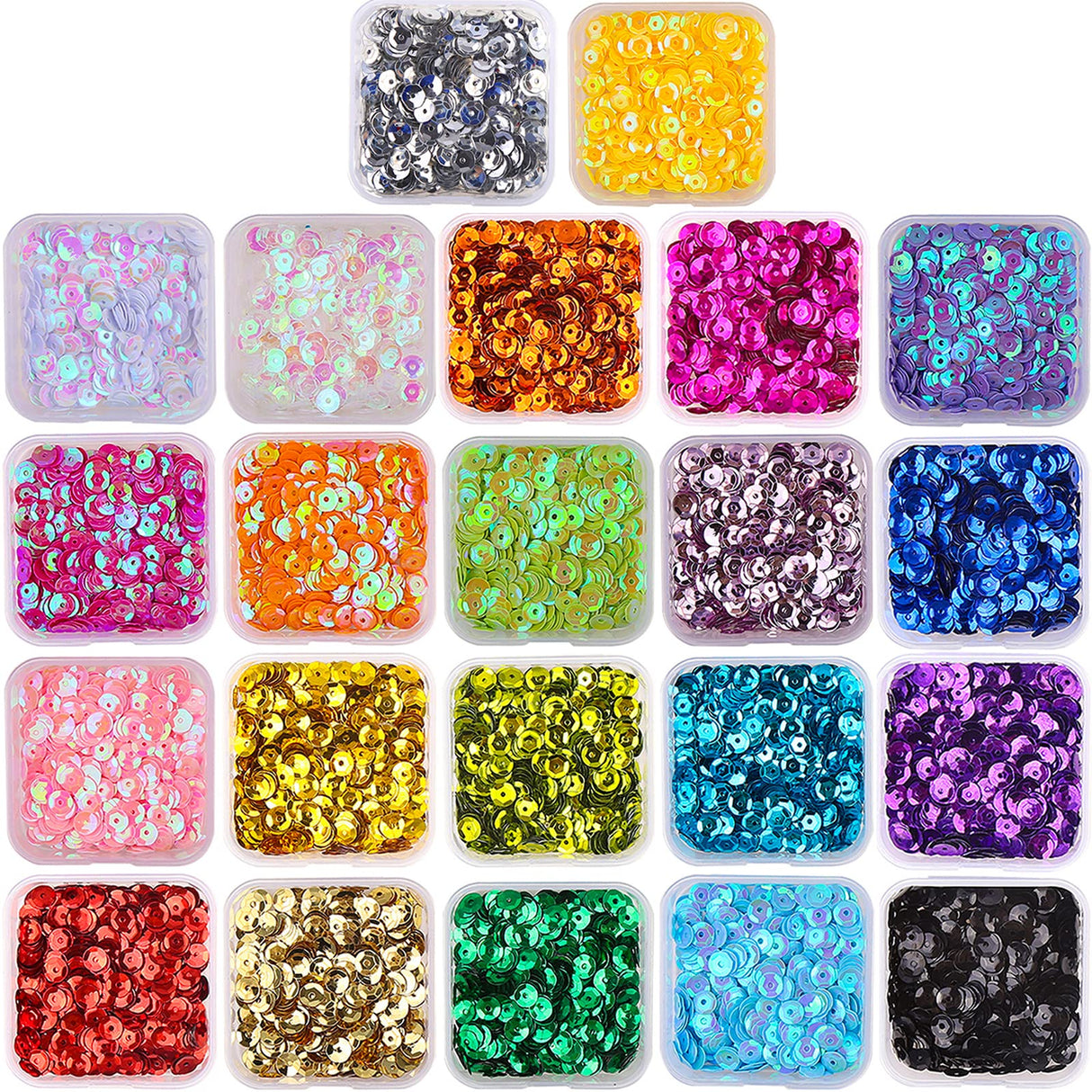 DIYASY 9800 Pcs 6MM Bulk Loose Sequins, Round Embroidery Sequins Cup Craft Sequin with Holes for DIY 22 Colors DIYASY