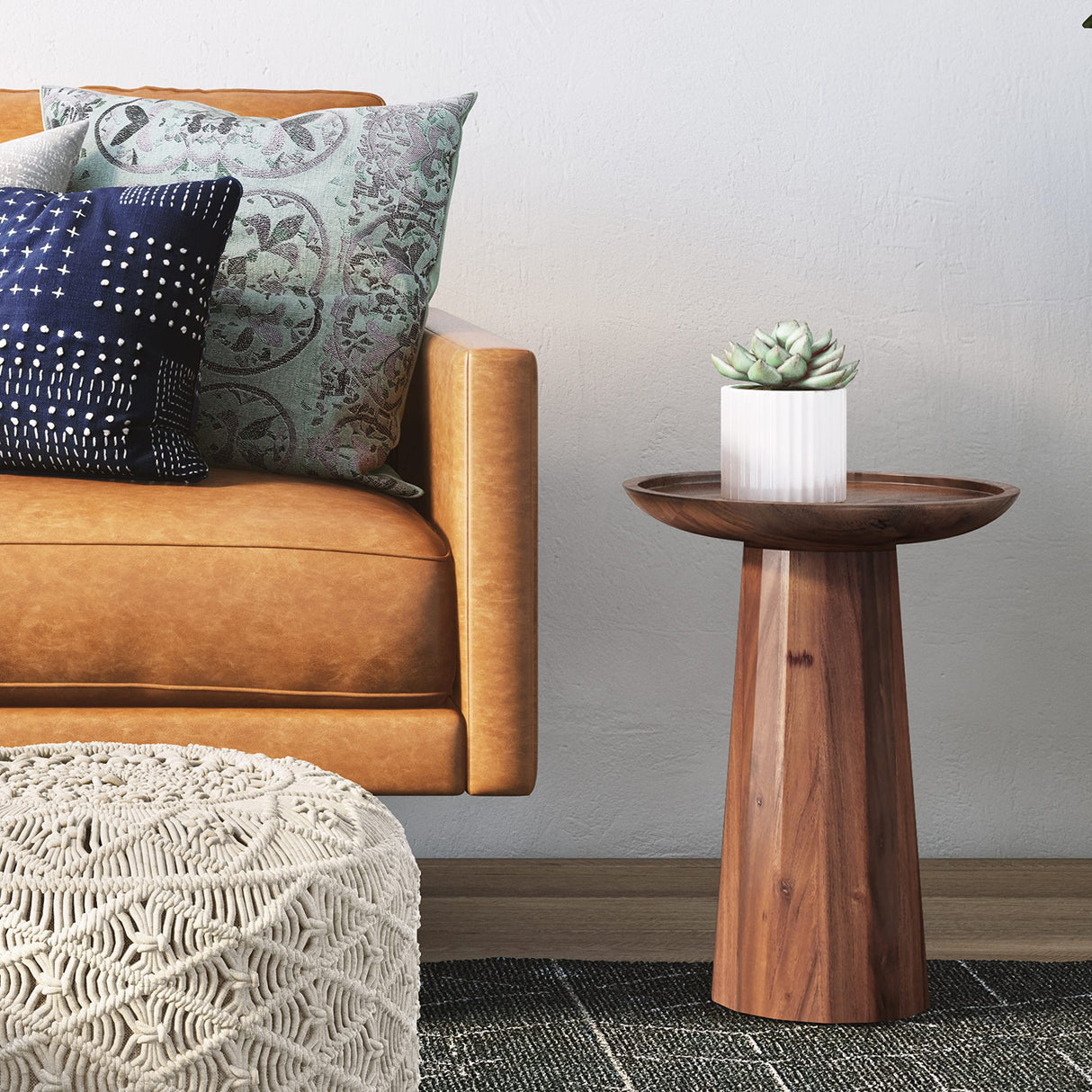SIMPLIHOME Dayton SOLID MANGO WOOD 13 inch Wide Round Wooden Accent Table in Light Cognac, Fully Assembled, for the Living Room and Bedroom SIMPLIHOME
