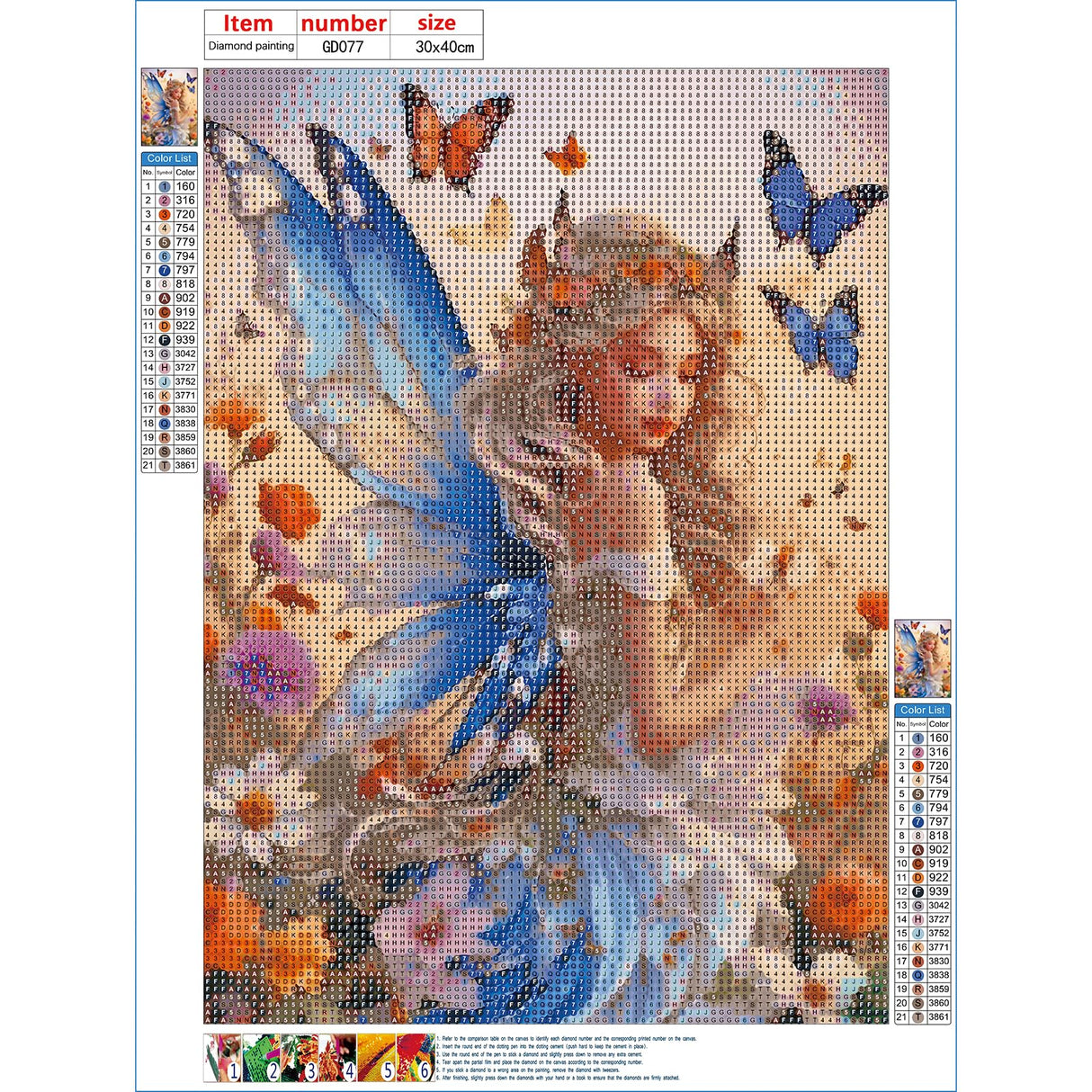 GDYEEH DIY 5D Fairy Diamond Art Painting Kits, Butterfly Full Round Drill Sparkling Diamond Painting Picture, Flowers Diamond Painting Art Craft Kits for Adults Beginners, Home Wall Decor 12x16inch GDYEEH