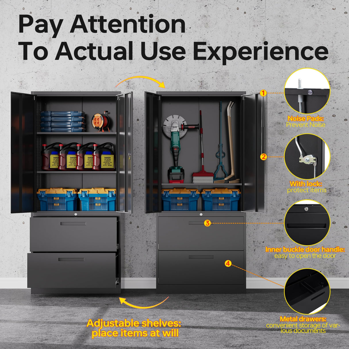 SISESOL Black Metal Storage Cabinet with Drawer and Shelf, 71" Metal File Cabinets for Home Office,Steel Garage Storage Cabinet with Locking Doors for Home,Office,Garage,School SISESOL