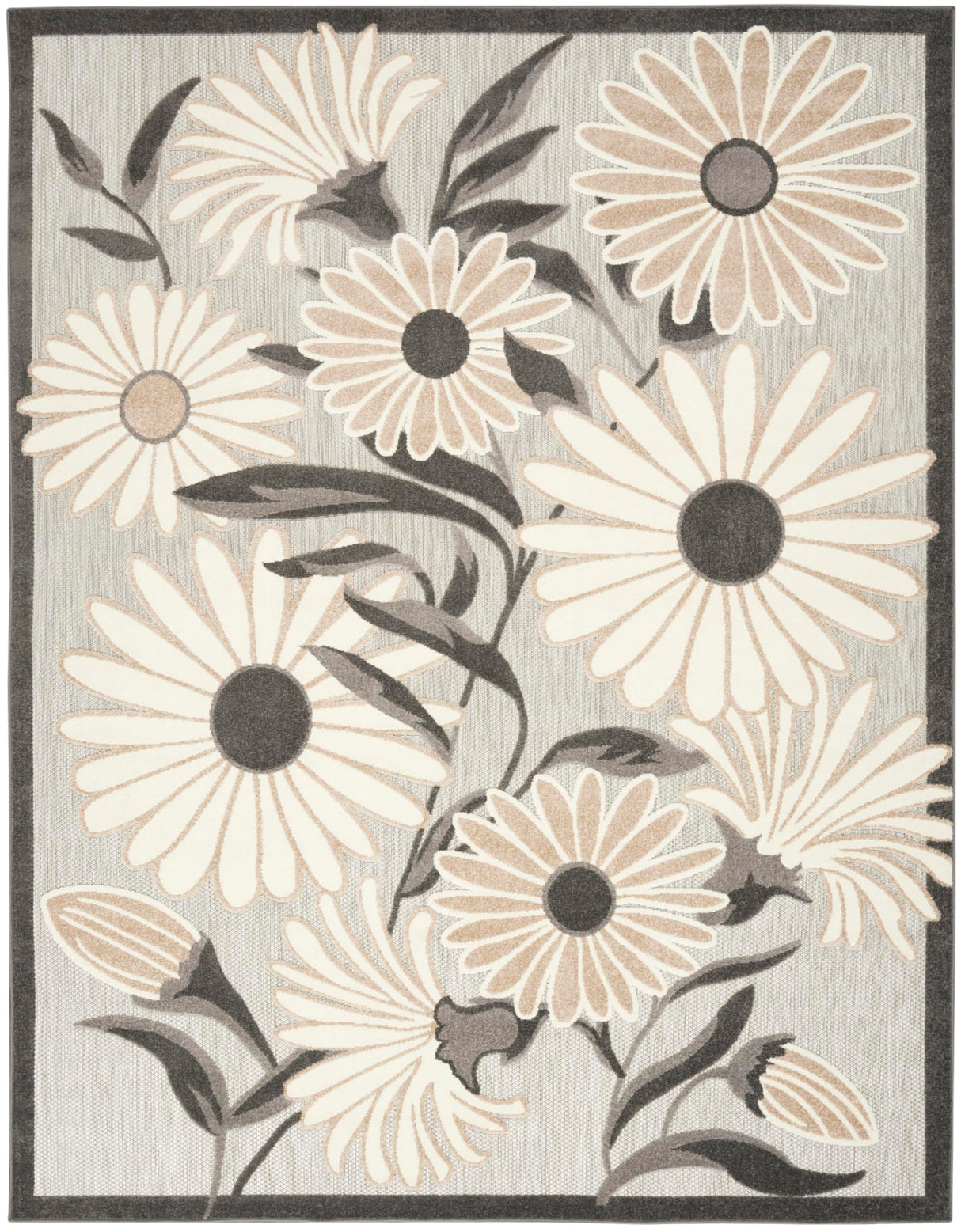 Nourison Home Aloha Indoor-Outdoor Beige 7' x 10' Area Rug, Easy Cleaning, Non Shedding, Bed Room, Living Room, Dining Room, Kitchen (7x10) Nourison