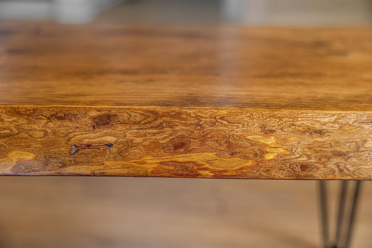 SRL Rustic Logwerks Hairpin Leg Wood Coffee Table - Live Edge Coffee Table for Home & Kitchen— Handcrafted Wooden Rustic Furniture (Honey Pine & Black) SOUTHERN RUSTIC LOGWERKS