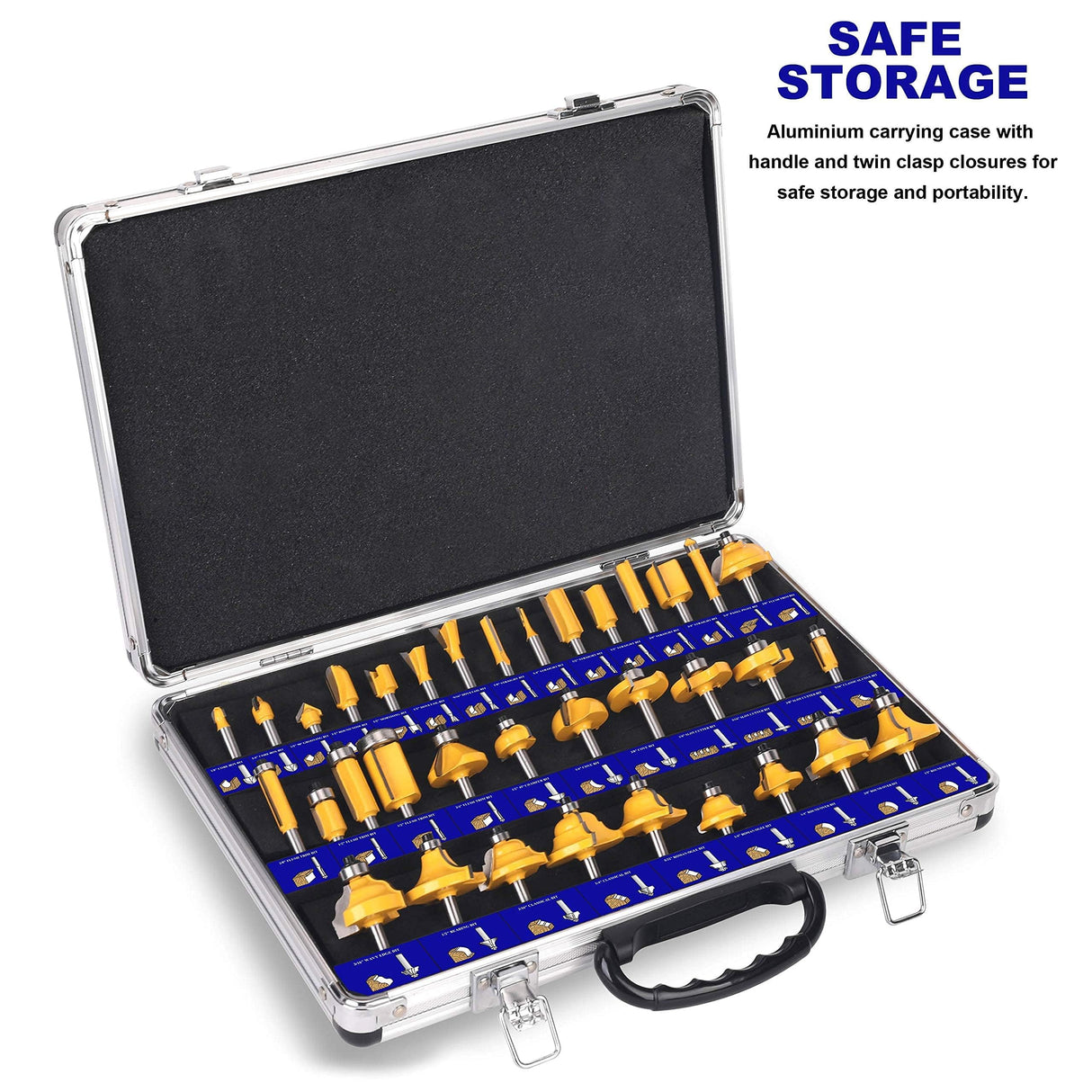 PLATINUMEDGE Router Bits Set, Tungsten Carbide Router Bits Set 1/4 Shank, Router Bit Kit for DIY, Woodworking Project, 35 Piece Set with Premium Aluminum Carry Storage Case PLATINUMEDGE