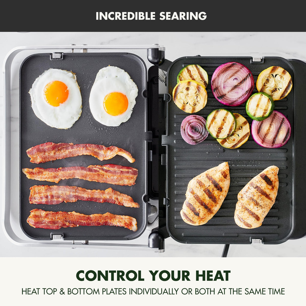 GreenPan 6-in-1 Multifunction Contact Grill & Griddle, Healthy Ceramic Nonstick Reversible Grill & Griddle Plates, Dual Heat Settings, Closed Panini Press, Open Flat Surface, PFAS-Free, Matte Black GreenPan