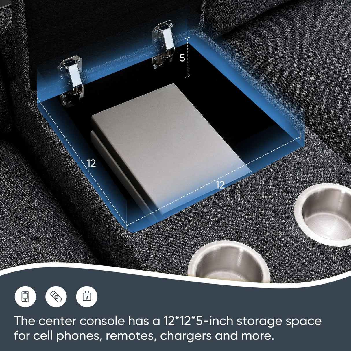 Merax 109" x 57" Modular Sectional Couches Sofa with Console, USB Charging Port, Reading Light, Cup Holder, Storable, Chenille Chaise Lounge for Living Room, Apartment Furniture, Grey Merax