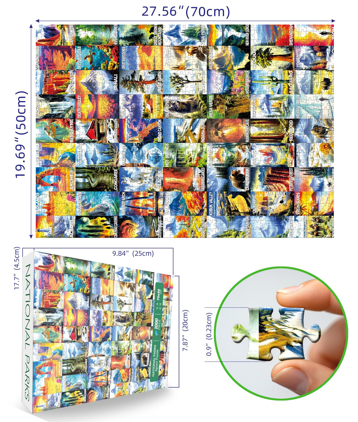 National Parks Puzzles for Adults 1000 Pieces Nature Travel Poster Map Beautiful Landscape Puzzle for Adults Jigsaw Puzzles 1000 Pieces Mountain Scene challenging Family Puzzle (27.5"x19.6") Blueforest