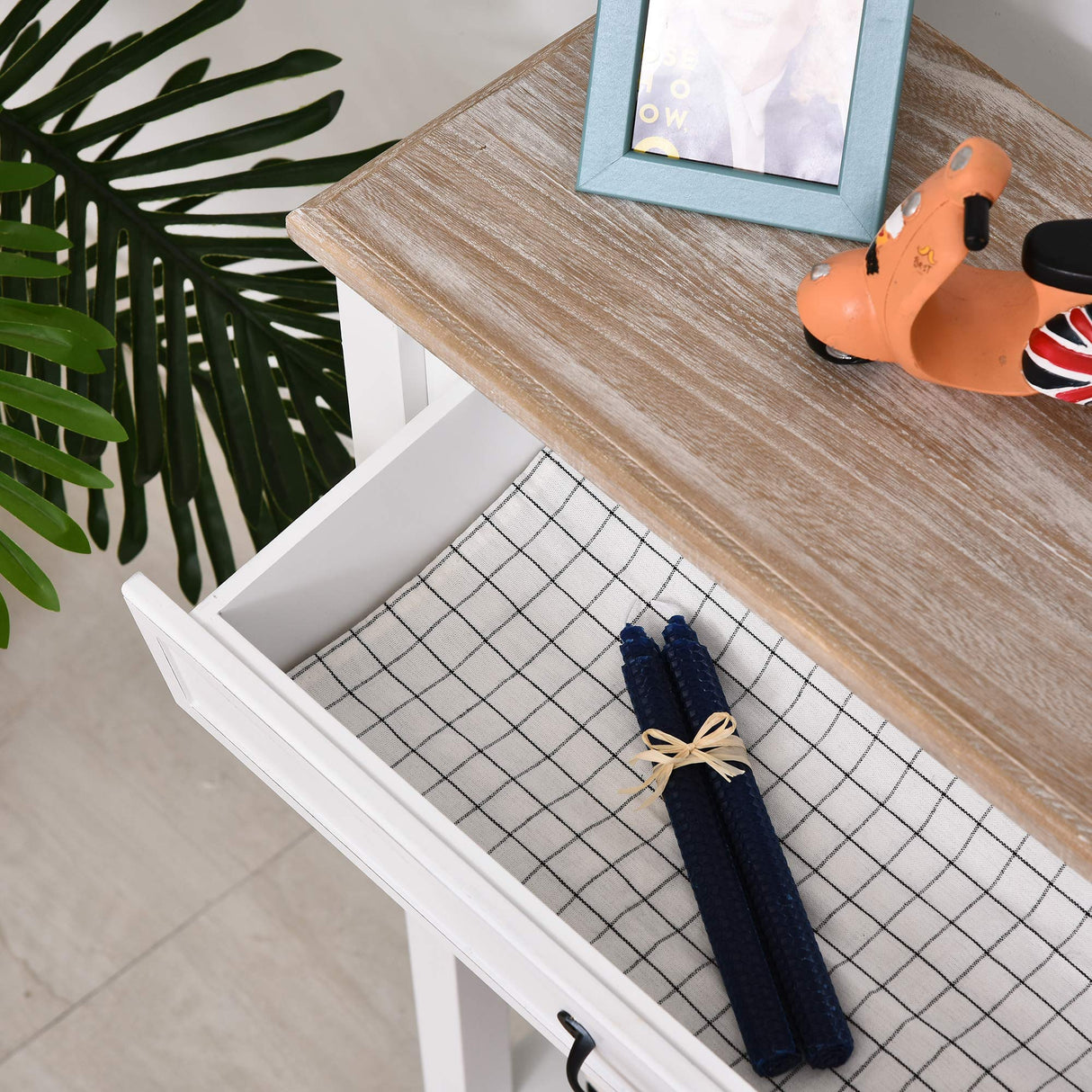 HOMCOM Modern Style Sofa Console Entry Hallway Table with Drawer and Shelves, Sturdy Build, and Large Storage, White HOMCOM