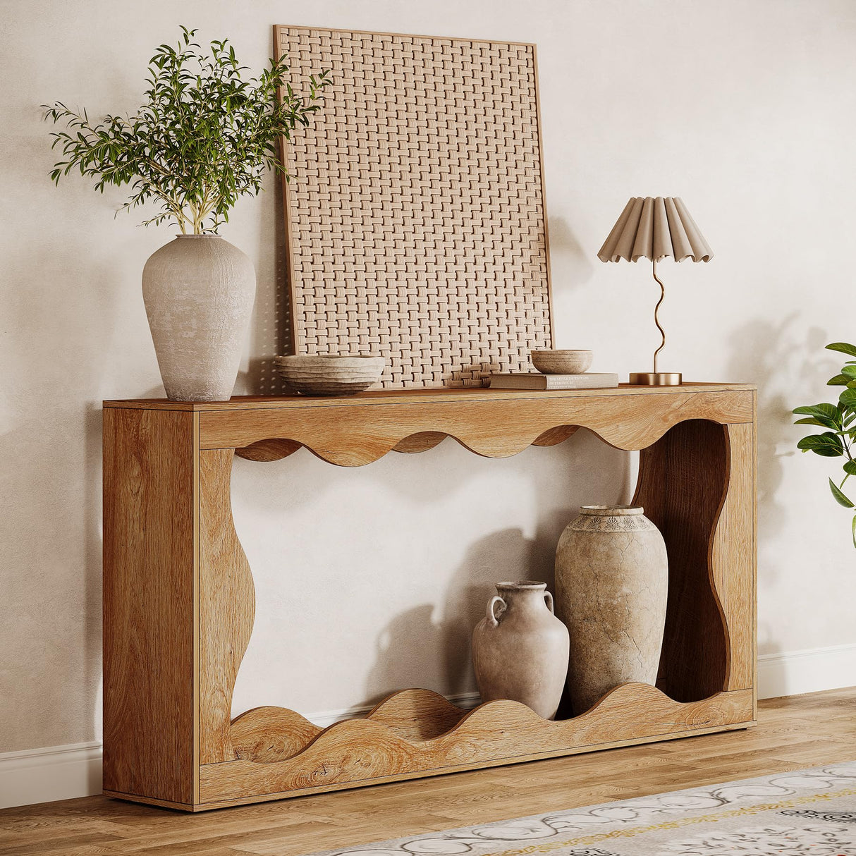 Tribesigns 63 Inches Farmhouse Console Table with Storage, Couch Table Behind Sofa, Long Entryway Table, Sofa Console Table, Narrow Console Table, Hallway Table for entryway Living Room, Wood Grain Tribesigns