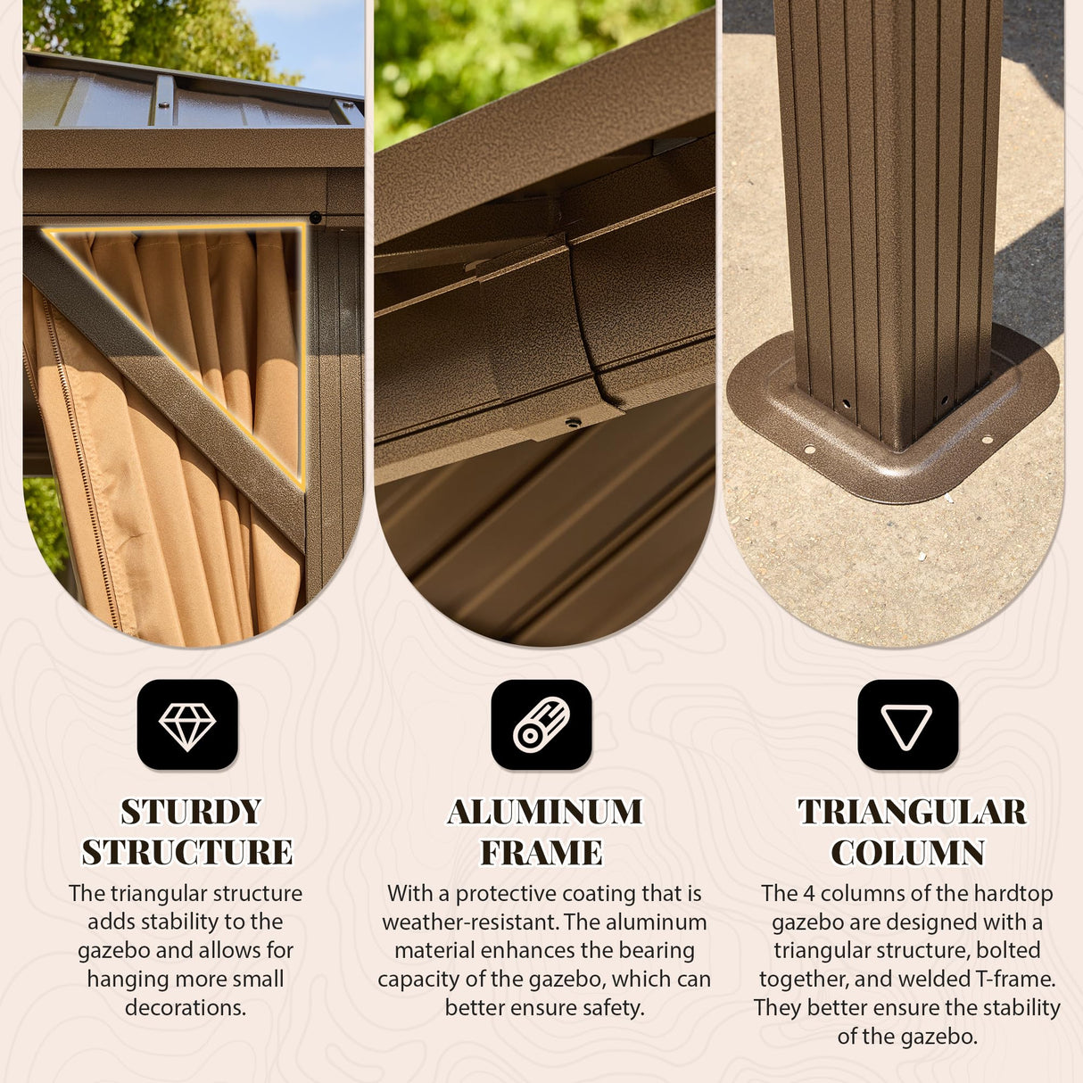 YOLENY 12' x 12' Hardtop Gazebo, Metal Gazebos with Aluminum Frame, Double Galvanized Steel Roof, Curtains and Netting Included, Pergolas for Patios, Garden, Parties, Lawns YOLENY