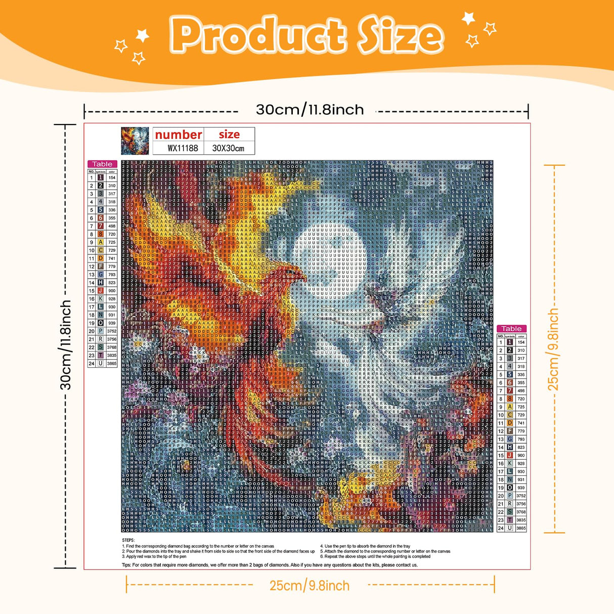 NEWENMO Phoenix Diamonds Painting Kits for Adults Beginner DIY 5D Fairy Diamond Art Paint with Round Diamonds, Full Drill Gem Art Animal Diamonds Painting for Craft Home Wall Decor 12x12 in NEWENMO