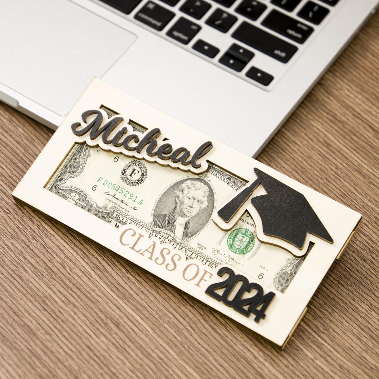 KindlyToys Personalized Graduation Money Holder - Graduation Gift Money Holder, Money Holder for Cash Gift Graduation - Wooden Money Holder, Unique Class of 2024 Graduation Gifts KindlyToys