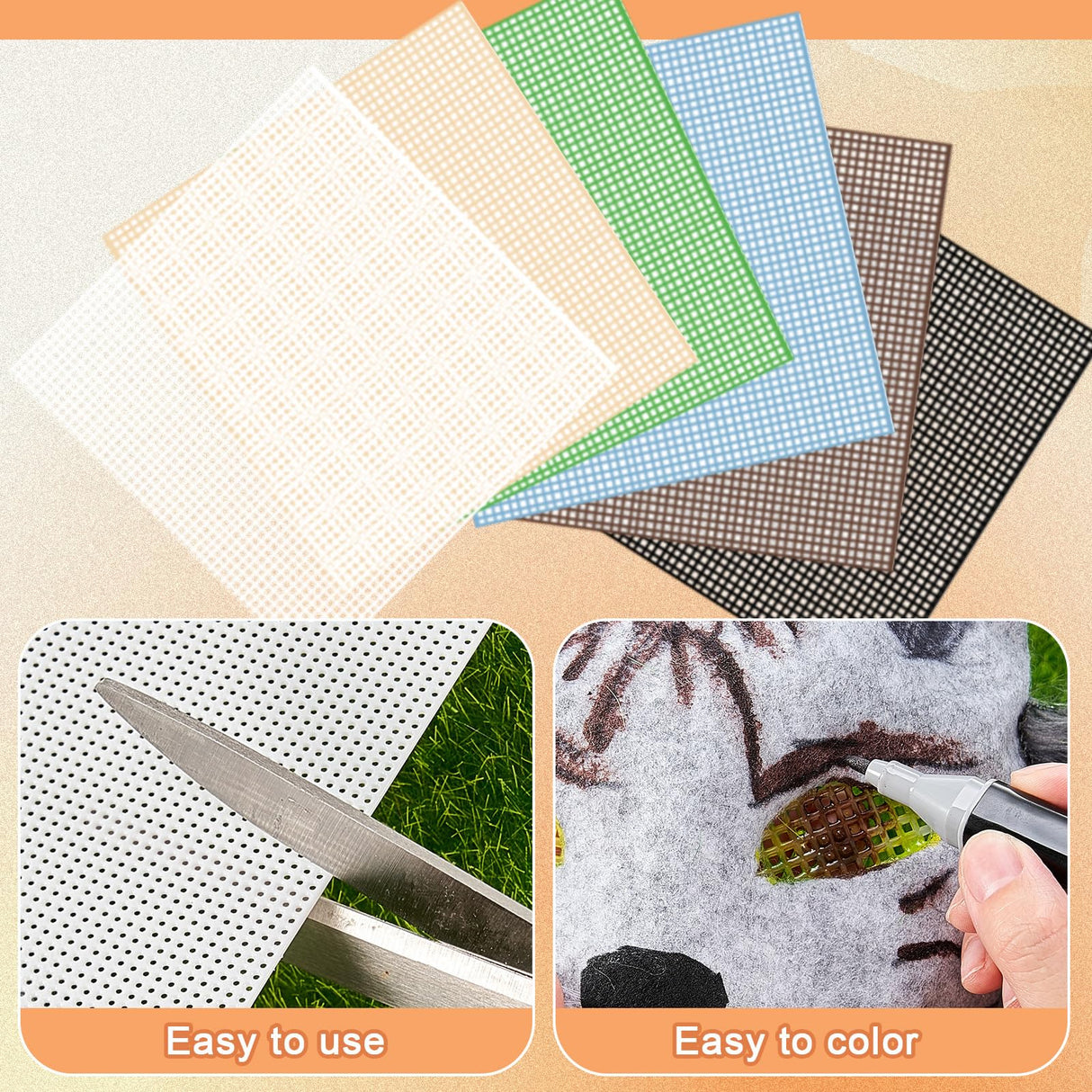 Seenelling 33 Pcs DIY Therian Mask Material Kit Including Felt Fabric Sheet Faux Fur Strips and Plastic Eye Mesh Sheets (No Mask) (Multicolor) Seenelling