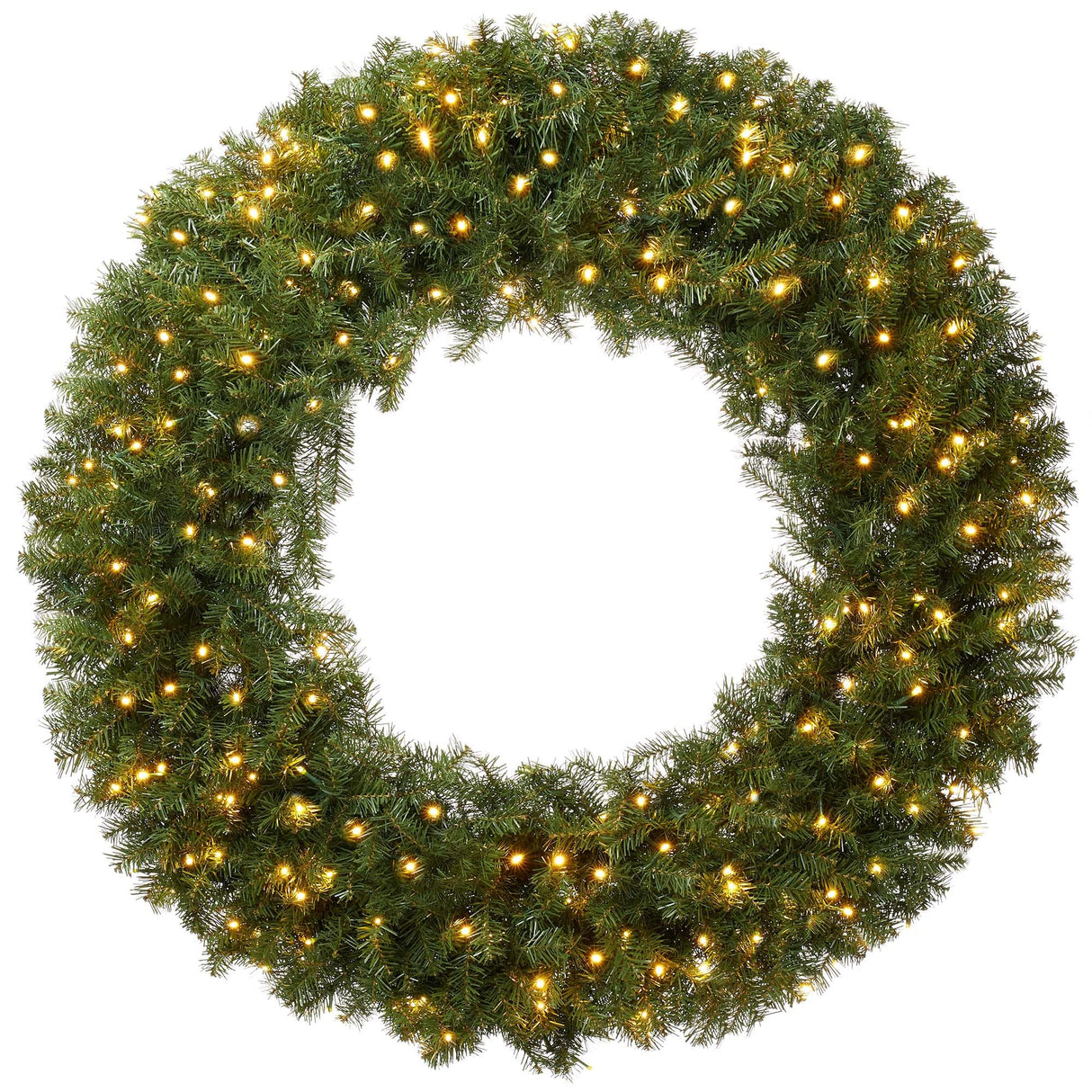 Casafield Pre-Lit Artificial Christmas Wreath for Front Door, Window or Mantel, Green Fir with White Lights Indoor/Outdoor Holiday Decor, 60 Inches Casafield
